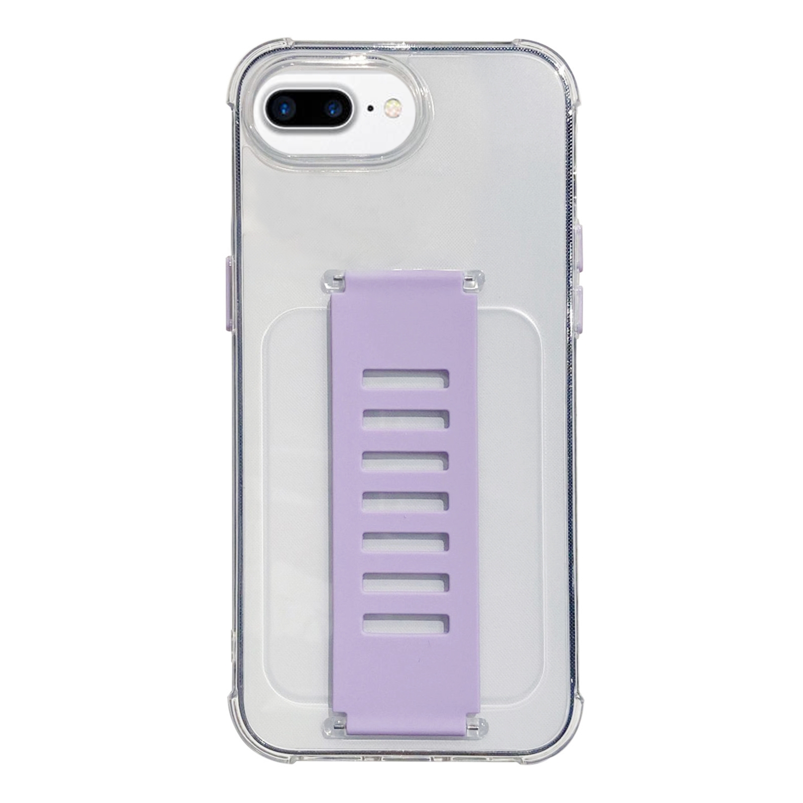 For iPhone 7 Plus / 8 Plus Transparent Wristband Shockproof TPU Phone Case(Purple) - Shopkiz.com