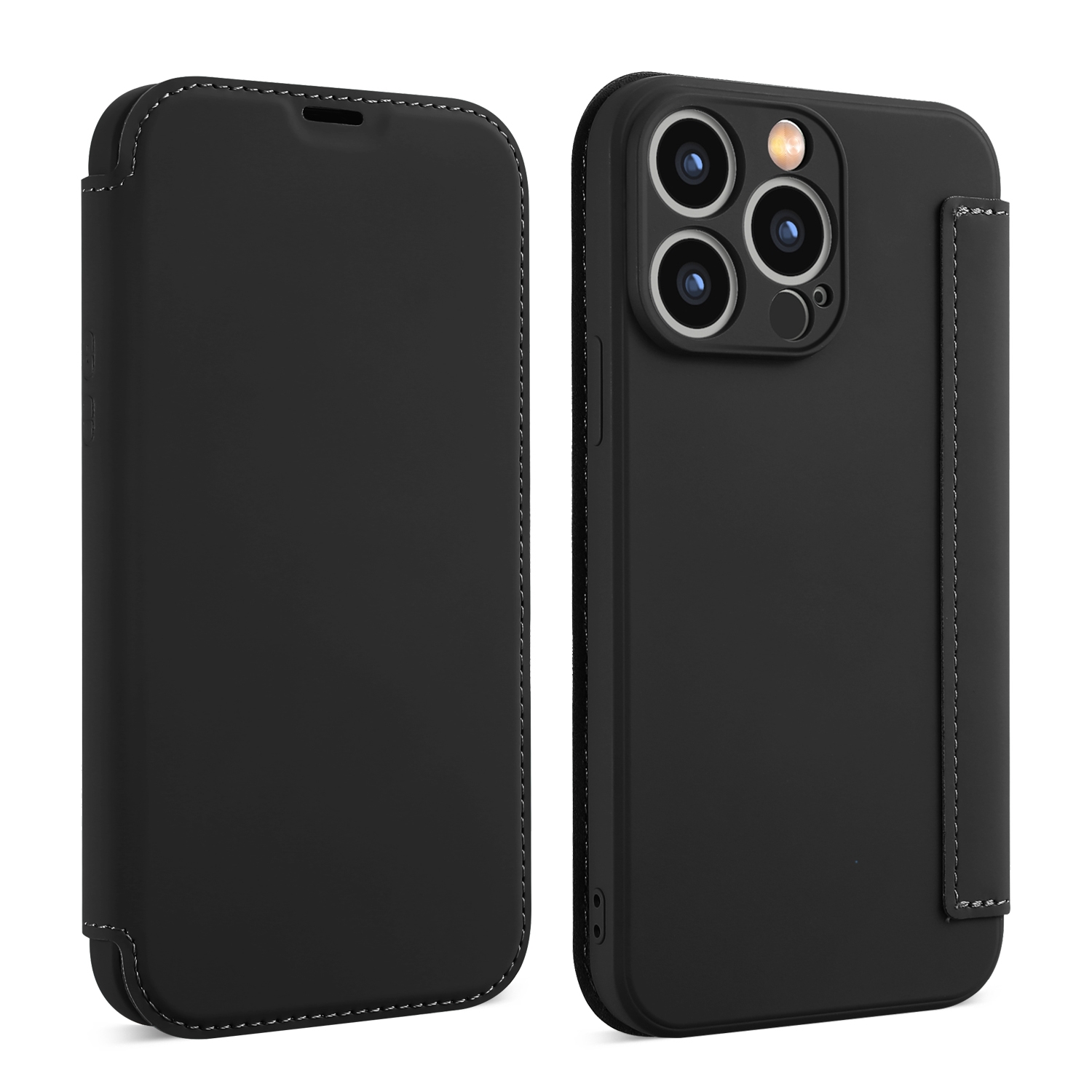 For iPhone 16 Plus Imitate Liquid Skin Feel Leather Phone Case with Card Slots(Black) - Shopkiz.com
