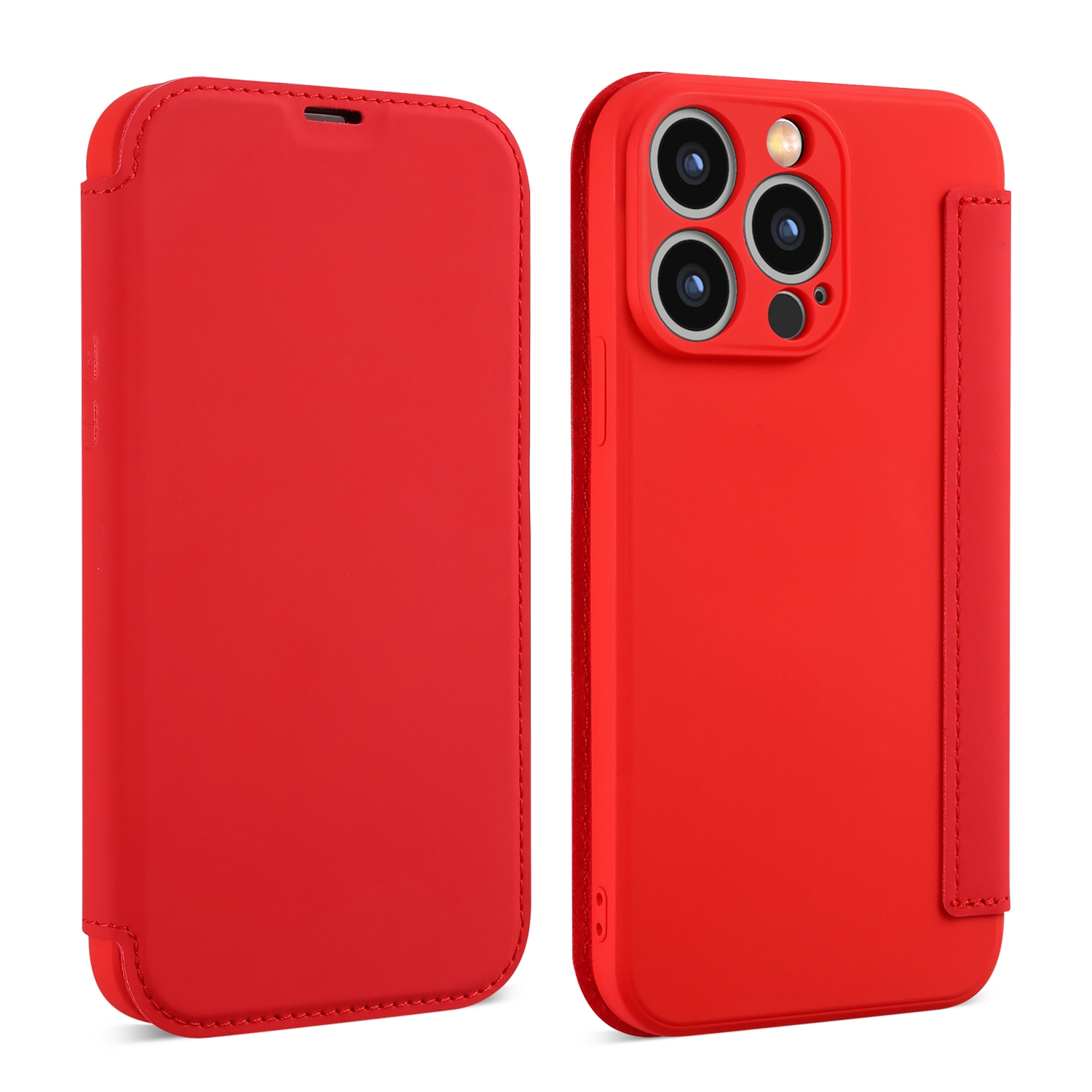 For iPhone 16 Imitate Liquid Skin Feel Leather Phone Case with Card Slots(Red) - Shopkiz.com