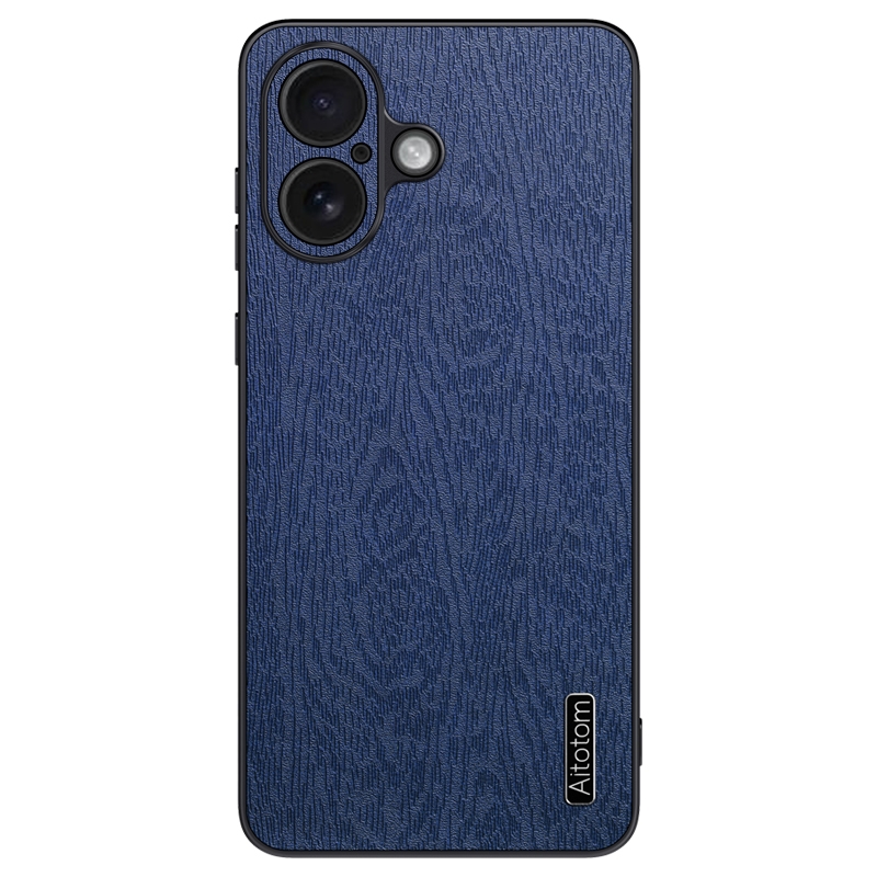 For iPhone 16 Tree Bark Leather Shockproof Phone Case(Blue) - Shopkiz.com