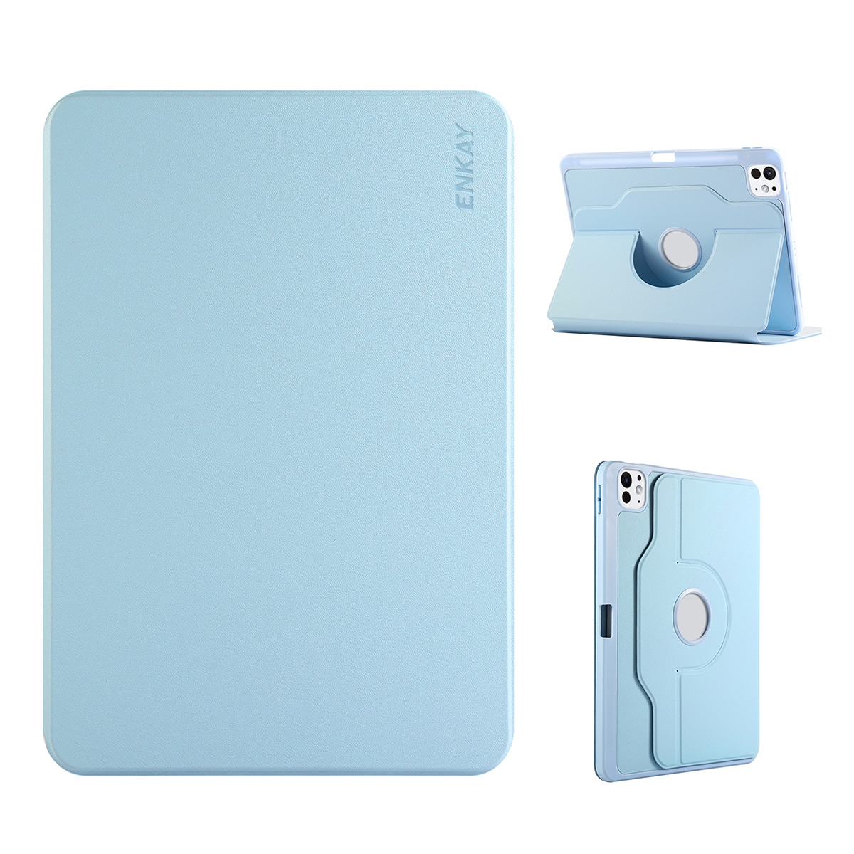 For iPad Air 13 2026 / 2025 / 2024 ENKAY 360 Rotation TPU Leather Smart Tablet Case with Pen Slot(Light Blue) - Shopkiz.com