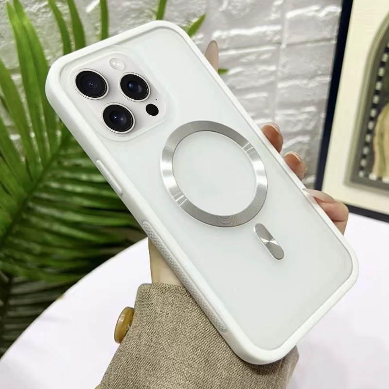 For iPhone 15 Pro Bread 3 in 1 MagSafe Acrylic Hybrid Silicone Phone Case(White) - Shopkiz.com