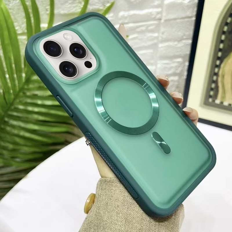 For iPhone 15 Pro Bread 3 in 1 MagSafe Acrylic Hybrid Silicone Phone Case(Green) - Shopkiz.com