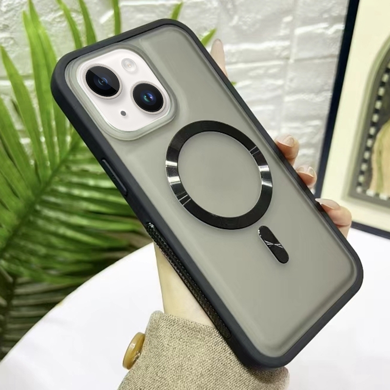 For iPhone 15 Bread 3 in 1 MagSafe Acrylic Hybrid Silicone Phone Case(Black) - Shopkiz.com