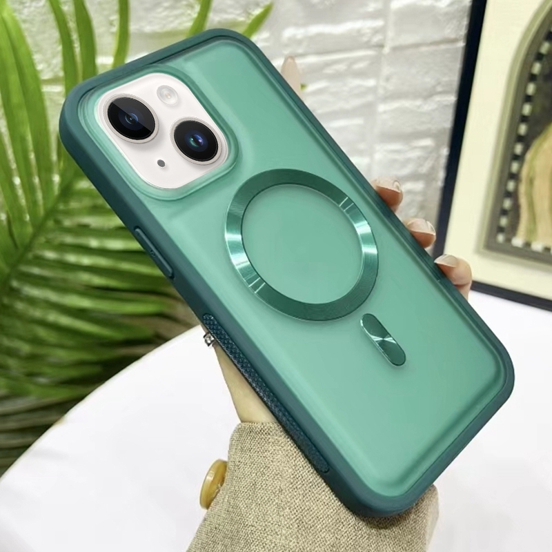 For iPhone 15 Bread 3 in 1 MagSafe Acrylic Hybrid Silicone Phone Case(Green) - Shopkiz.com