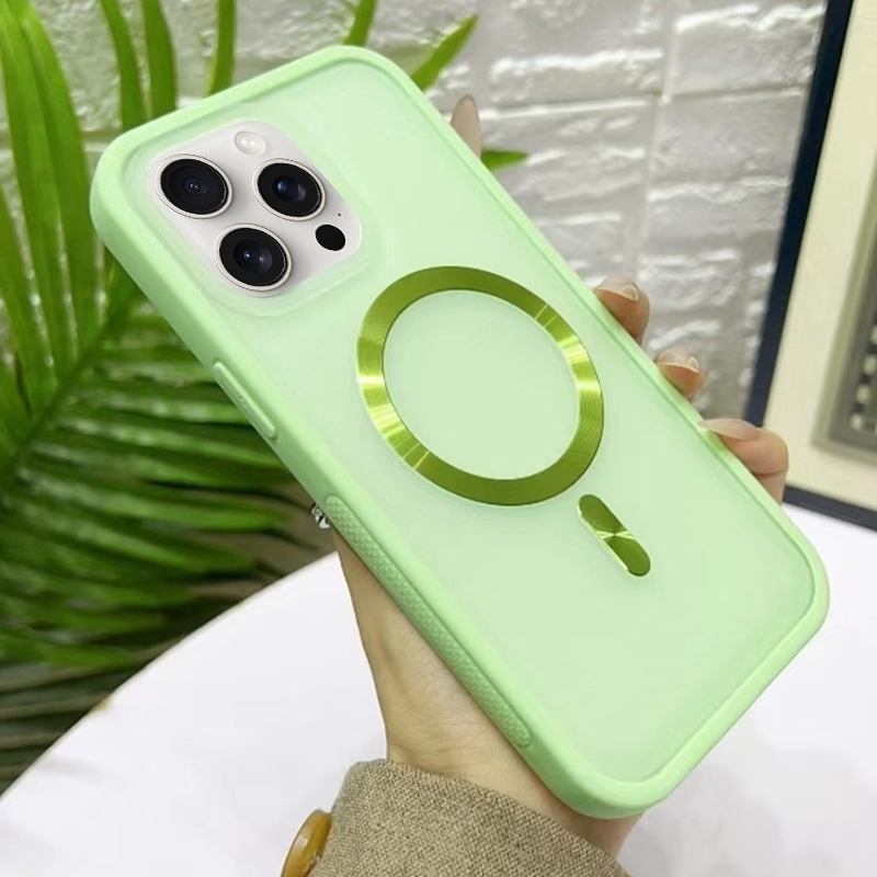 For iPhone 14 Pro Bread 3 in 1 MagSafe Acrylic Hybrid Silicone Phone Case(Light Green) - Shopkiz.com