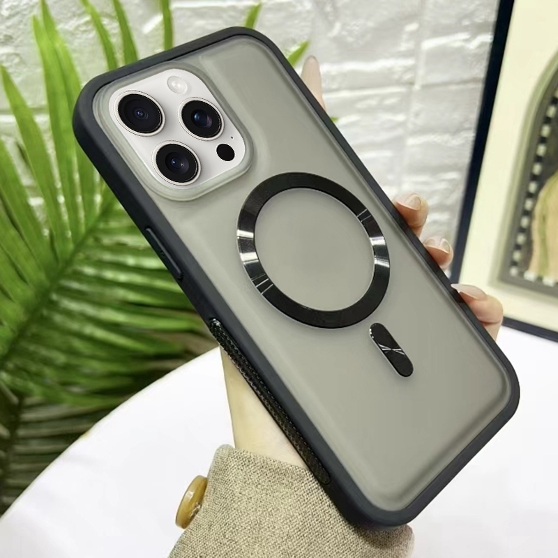 For iPhone 16 Pro Bread 3 in 1 MagSafe Acrylic Hybrid Silicone Phone Case(Black) - Shopkiz.com