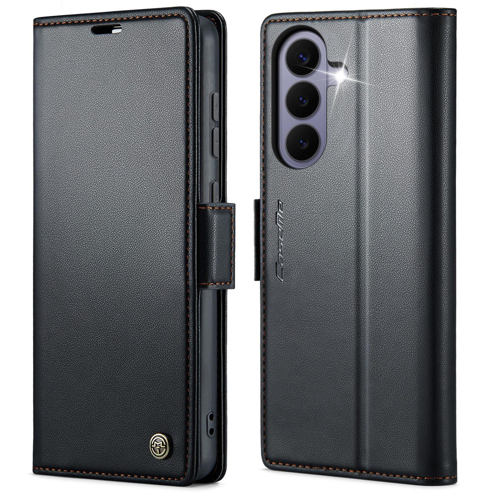 For Galaxy S26 FE 5G CaseMe 023 Butterfly Buckle Litchi Texture RFID Anti-theft Leather Phone Case(Black) - Shopkiz.com