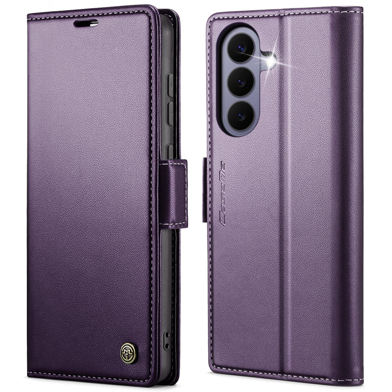For Galaxy S26 FE 5G CaseMe 023 Butterfly Buckle Litchi Texture RFID Anti-theft Leather Phone Case(Purple) - Shopkiz.com