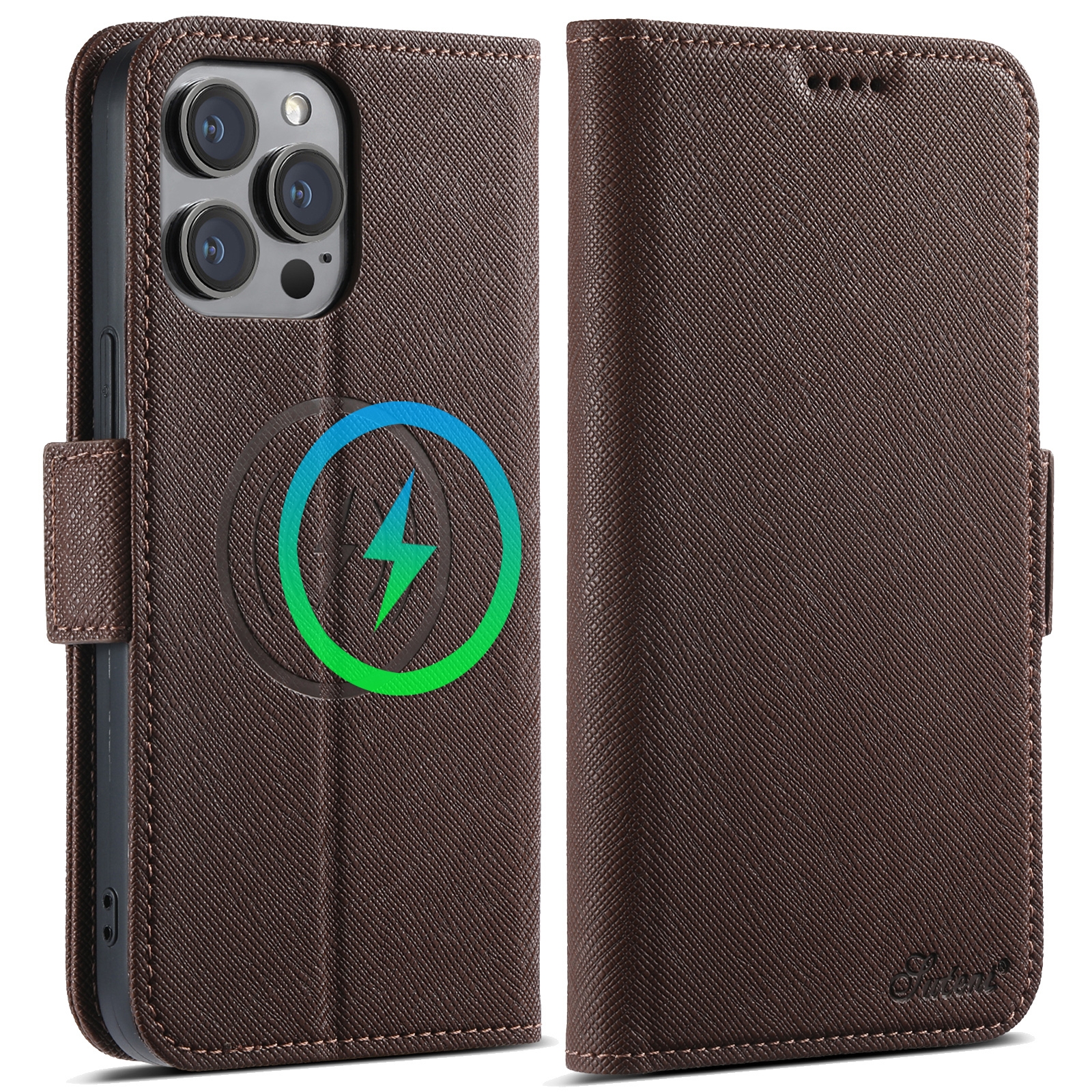 For iPhone 13 Pro Max Suteni J08 Multifunctional Cross Texture MagSafe Leather Phone Case(Brown) - Shopkiz.com
