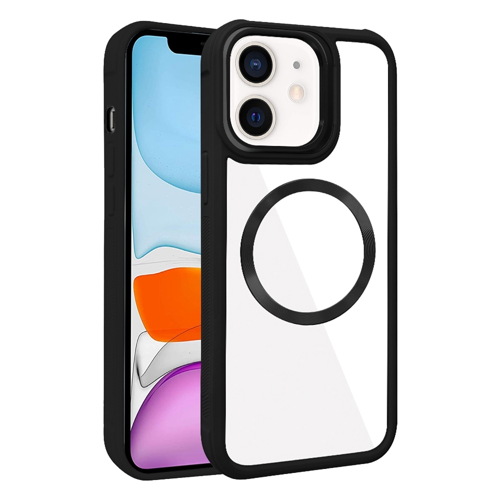 For iPhone 11 Plated CD Texture MagSafe Acrylic Hybrid TPU Phone Case(Black) - Shopkiz.com