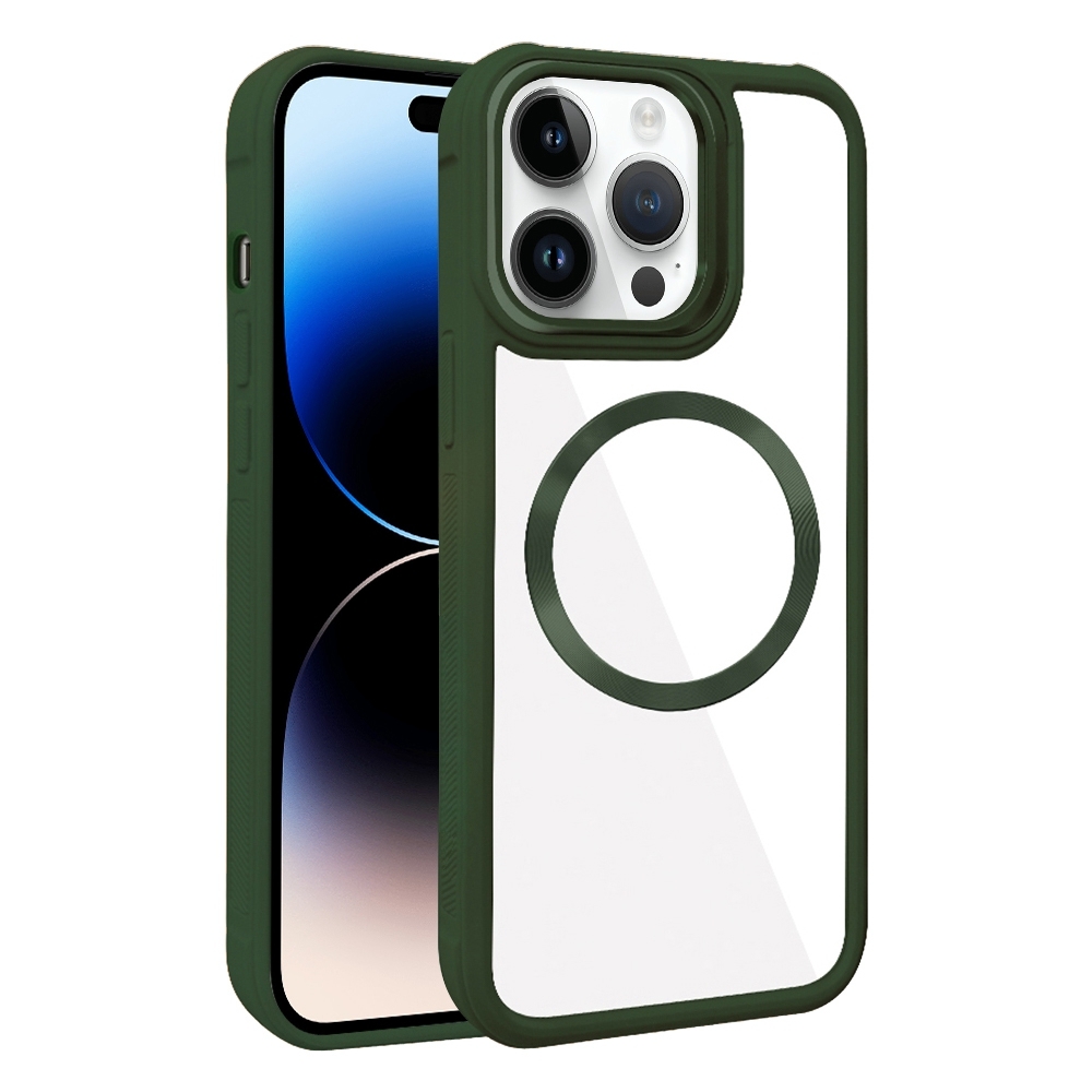 For iPhone 14 Pro Plated CD Texture MagSafe Acrylic Hybrid TPU Phone Case(Green) - Shopkiz.com