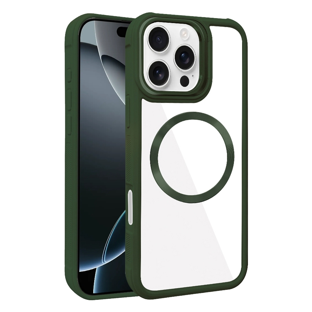 For iPhone 16 Pro Plated CD Texture MagSafe Acrylic Hybrid TPU Phone Case(Green) - Shopkiz.com