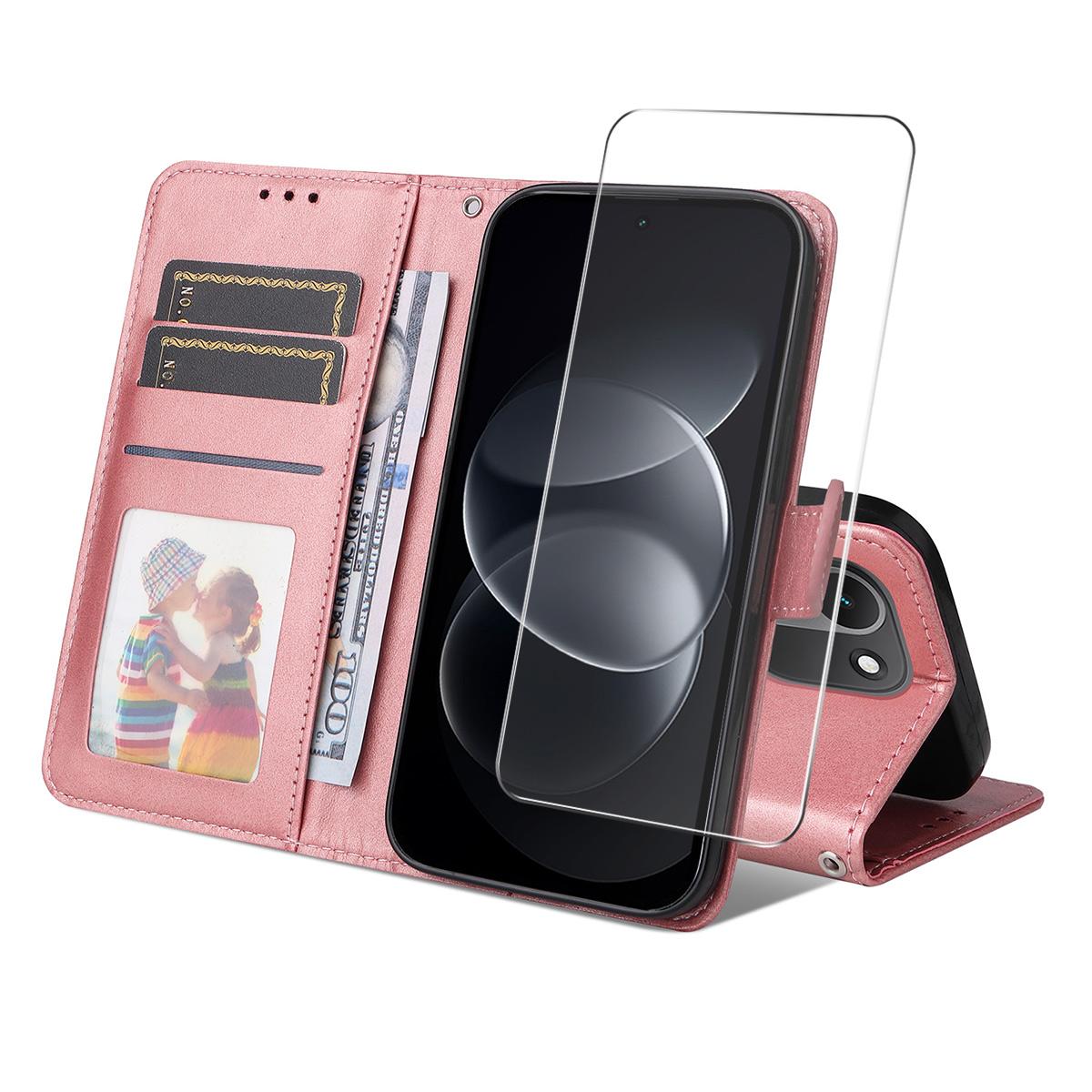 For Redmi Note 17 Pro+ 5G Global163mm ENKAY Card Wallet Calf Texture Leather Phone Case with Screen Film(Pink) - Shopkiz.com