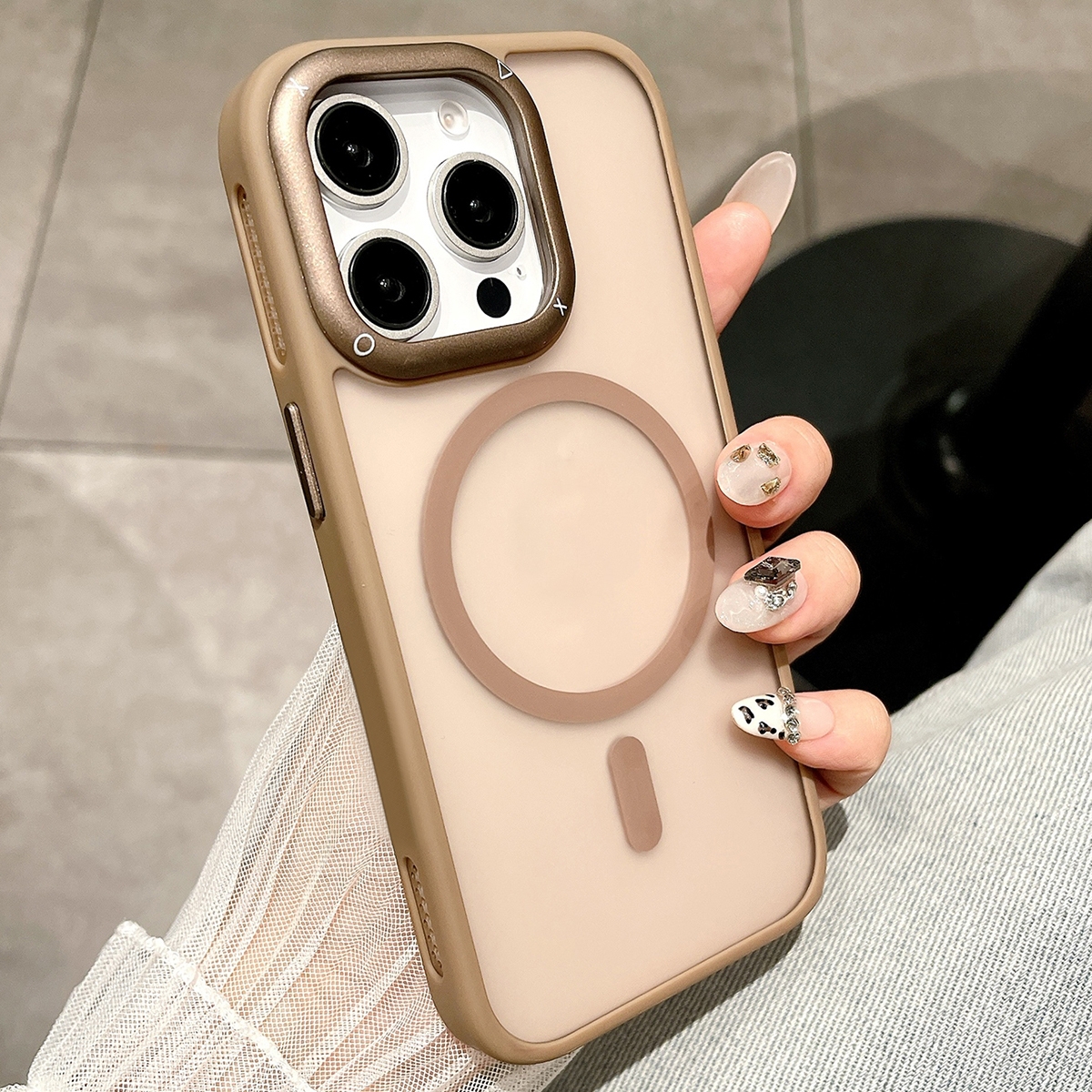 For iPhone 12 Pro Max Heat Dissipation MagSafe Shockproof Phone Case(Desert Gold) - Shopkiz.com
