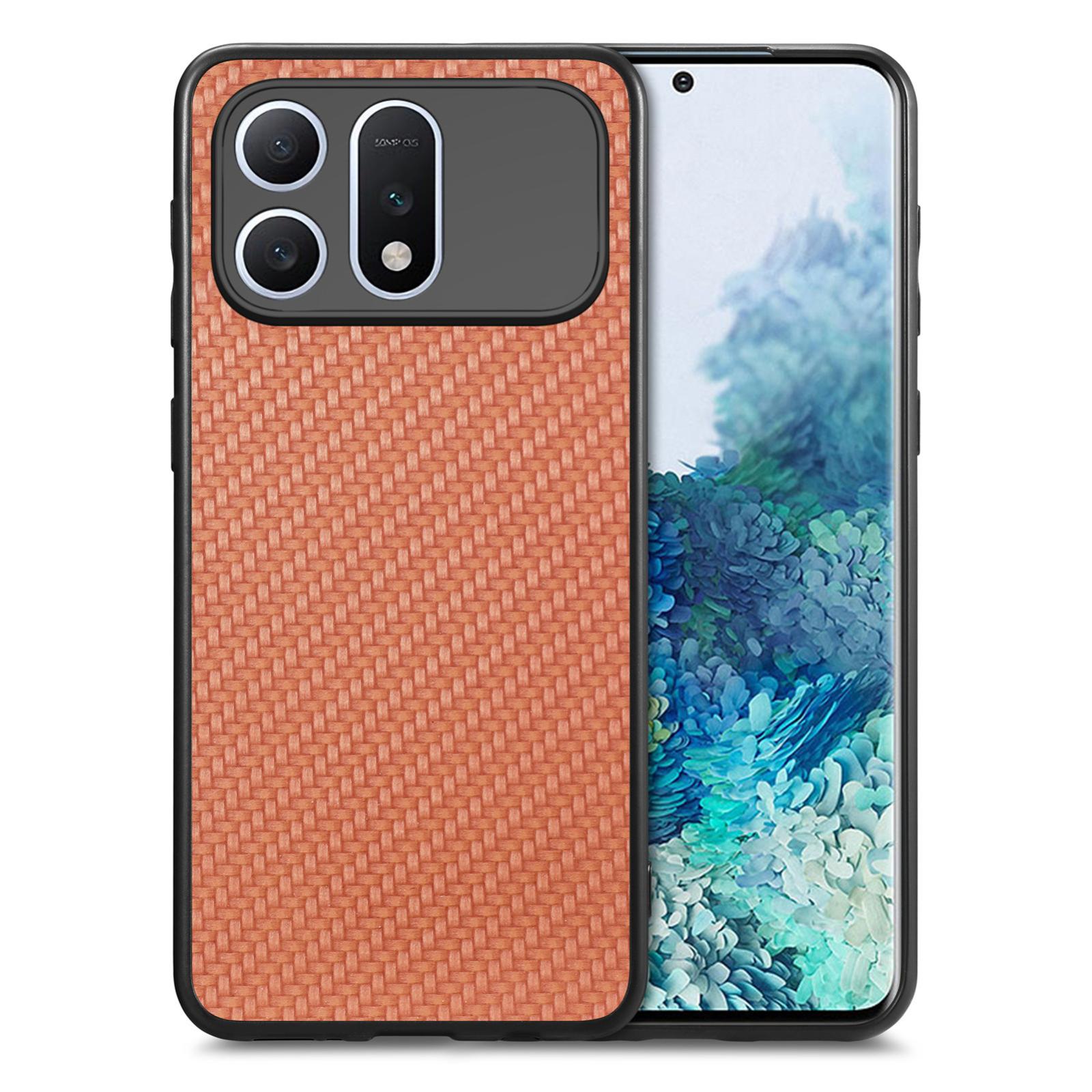 For Honor Win Turbo 5G Carbon Fiber Texture Leather Back Cover Phone Case(Brown) - Shopkiz.com