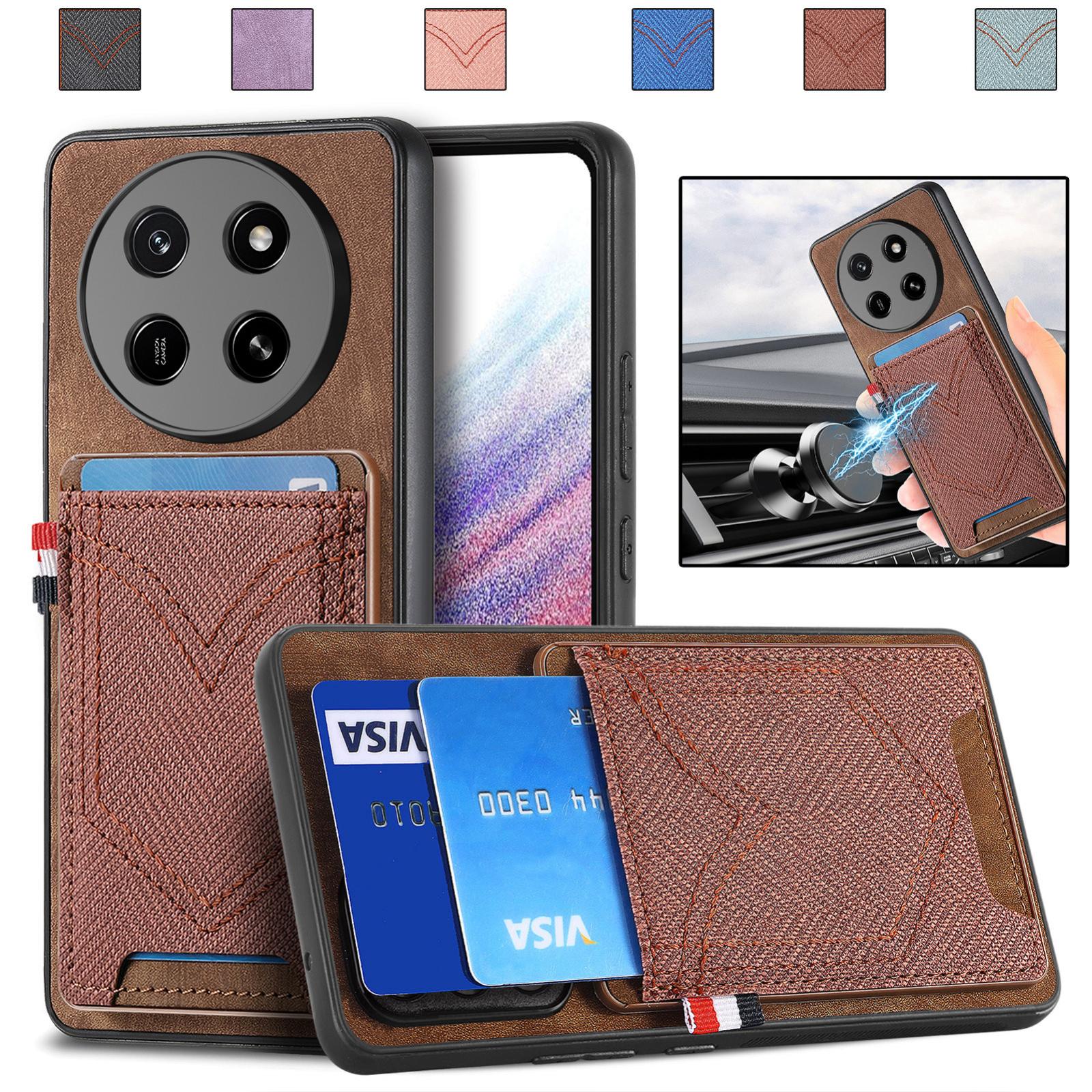For Honor X80 Pro Max 5G Denim Texture Leather Skin Phone Case with Card Slot(Brown) - Shopkiz.com
