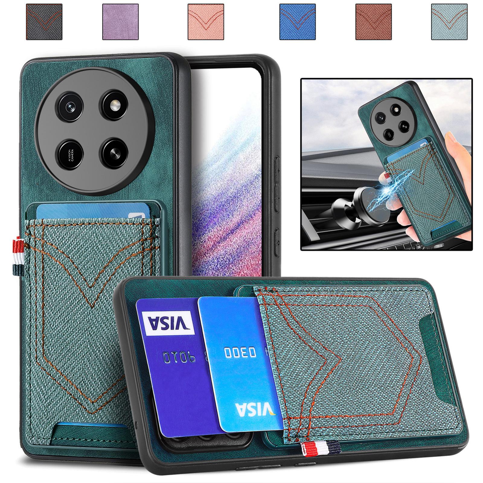 For Honor X80 Pro Max 5G Denim Texture Leather Skin Phone Case with Card Slot(Green) - Shopkiz.com