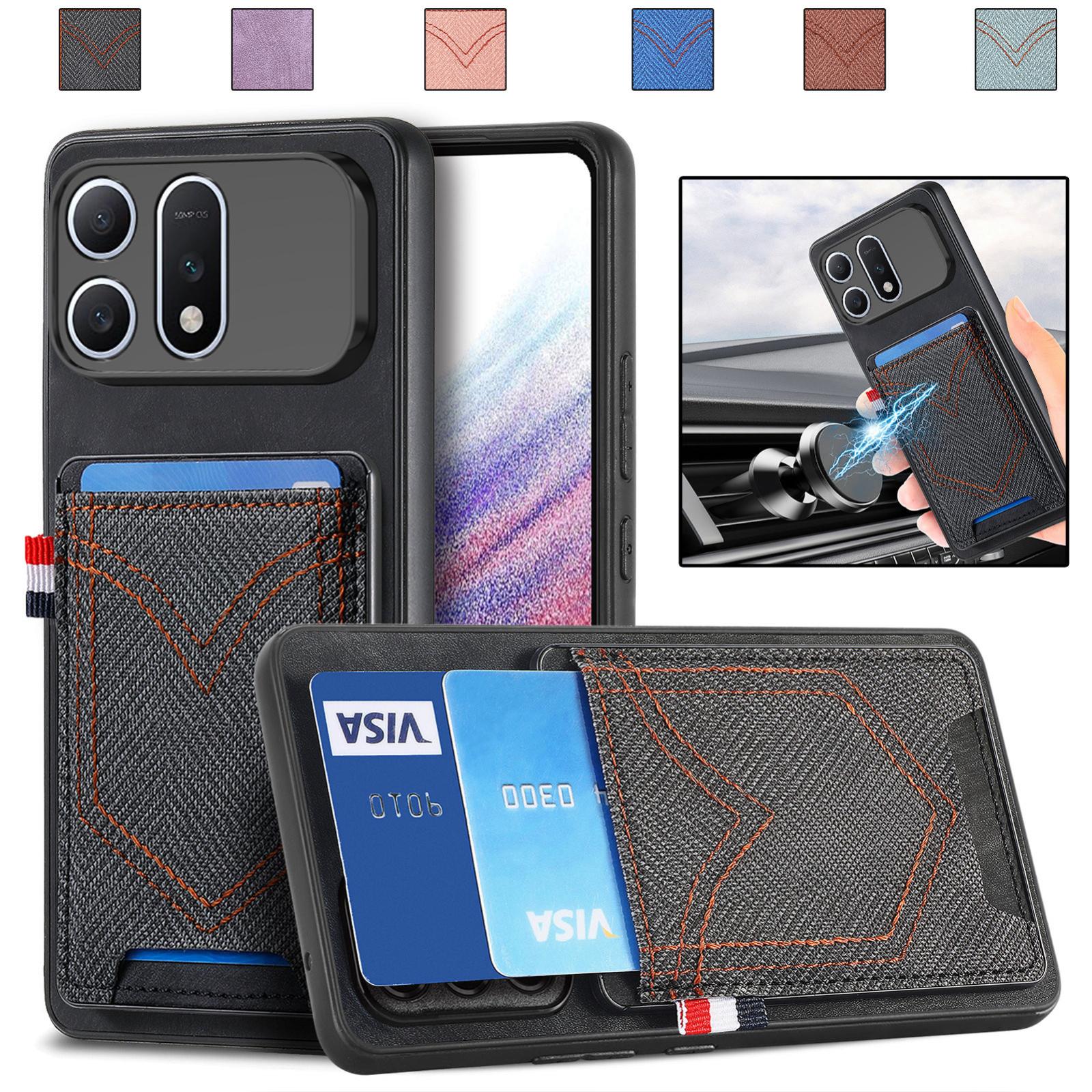 For Honor Win Turbo 5G Denim Texture Leather Skin Phone Case with Card Slot(Black) - Shopkiz.com