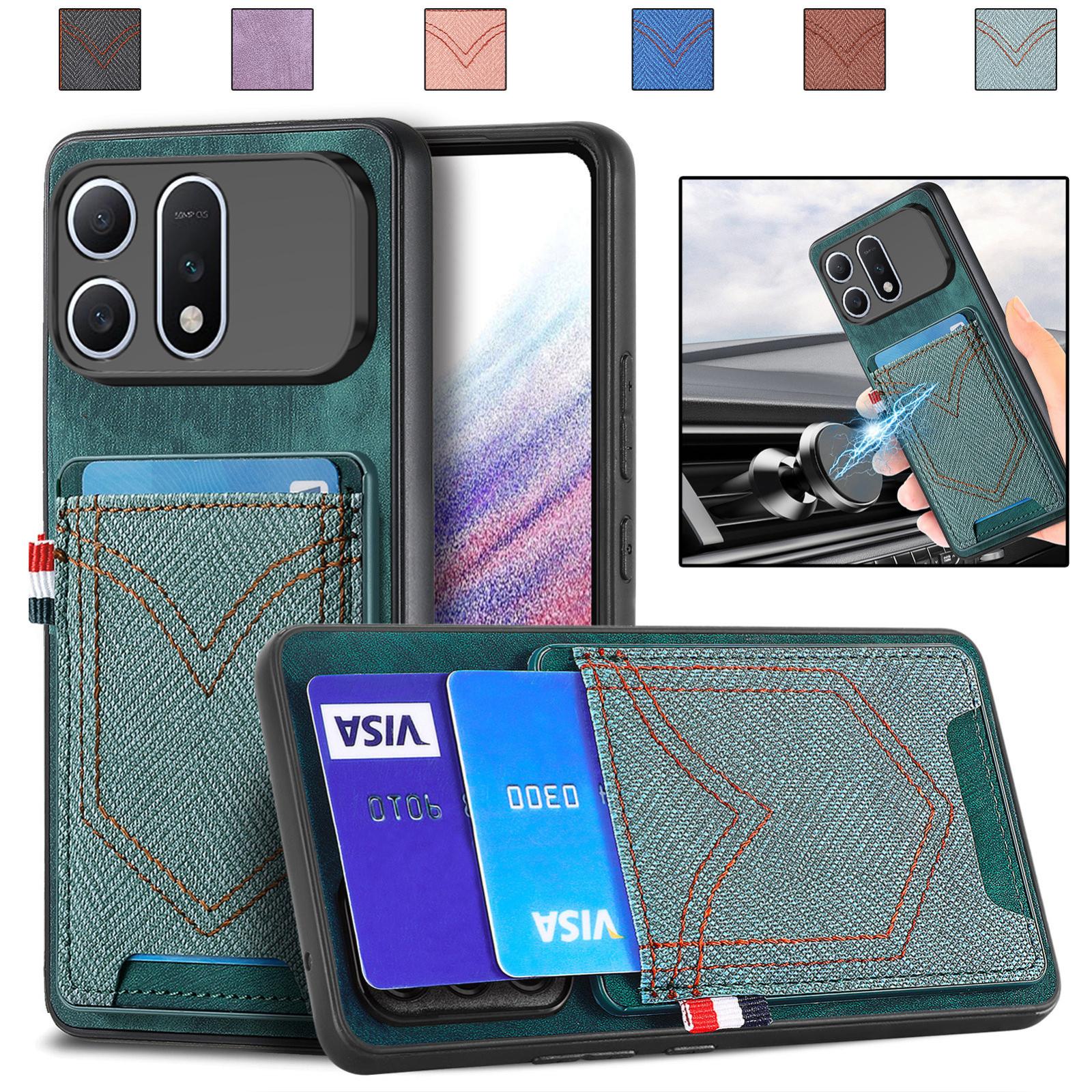 For Honor Win Turbo 5G Denim Texture Leather Skin Phone Case with Card Slot(Green) - Shopkiz.com