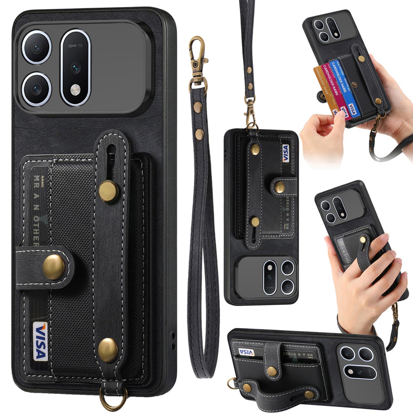 For Honor Win Turbo 5G Retro Cross Wristband Wallet Leather Back Phone Case(Black) - Shopkiz.com