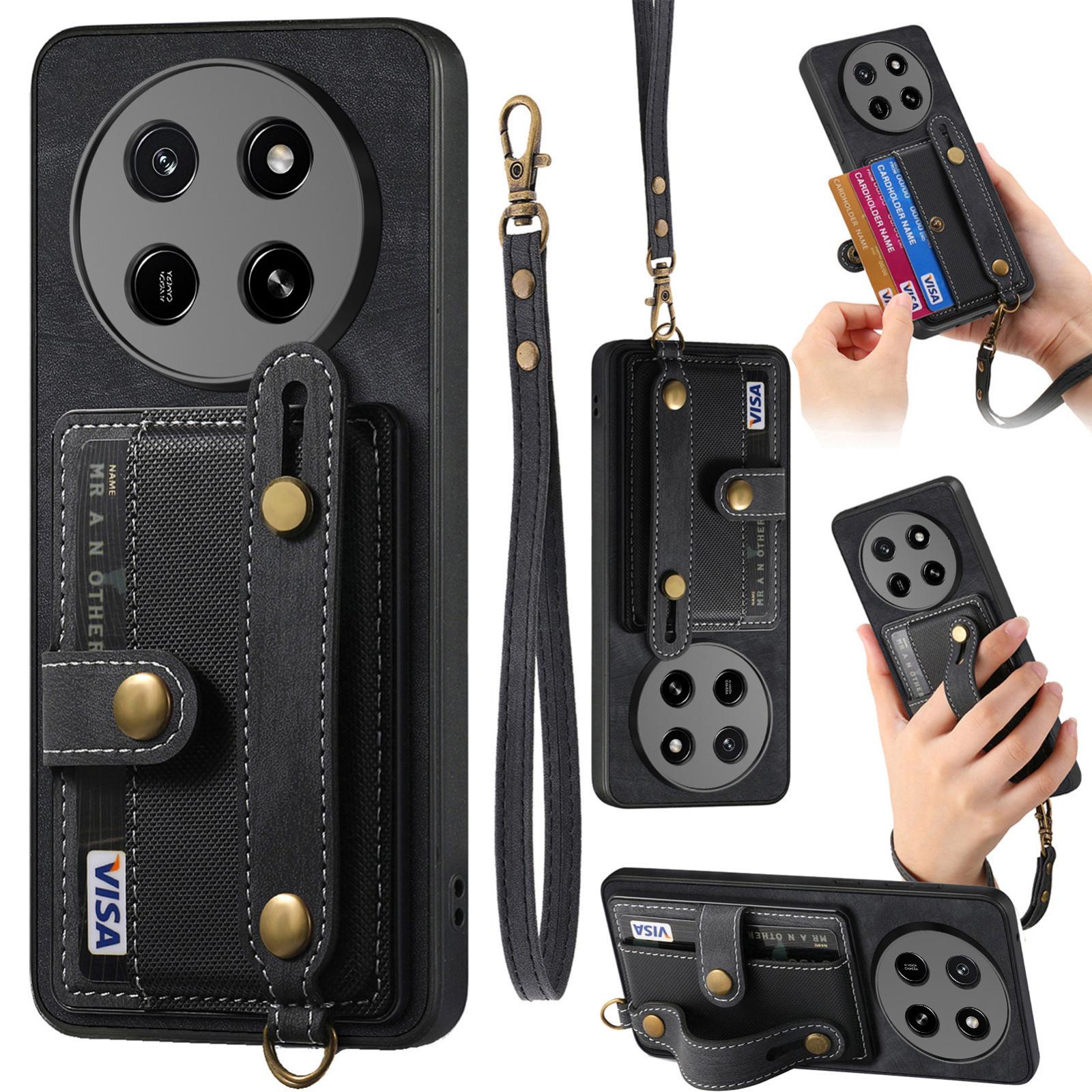 For Honor X80 Pro Max 5G Retro Cross Wristband Wallet Leather Back Phone Case(Black) - Shopkiz.com