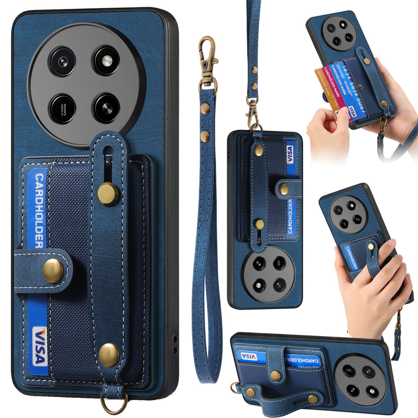For Honor X80 Pro Max 5G Retro Cross Wristband Wallet Leather Back Phone Case(Blue) - Shopkiz.com