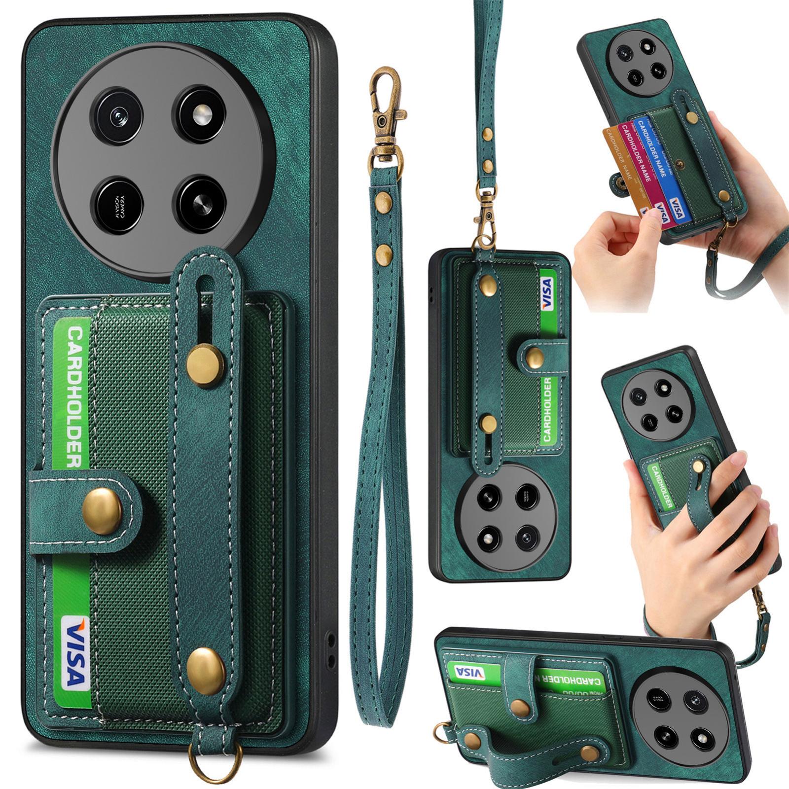 For Honor X80 Pro Max 5G Retro Cross Wristband Wallet Leather Back Phone Case(Green) - Shopkiz.com