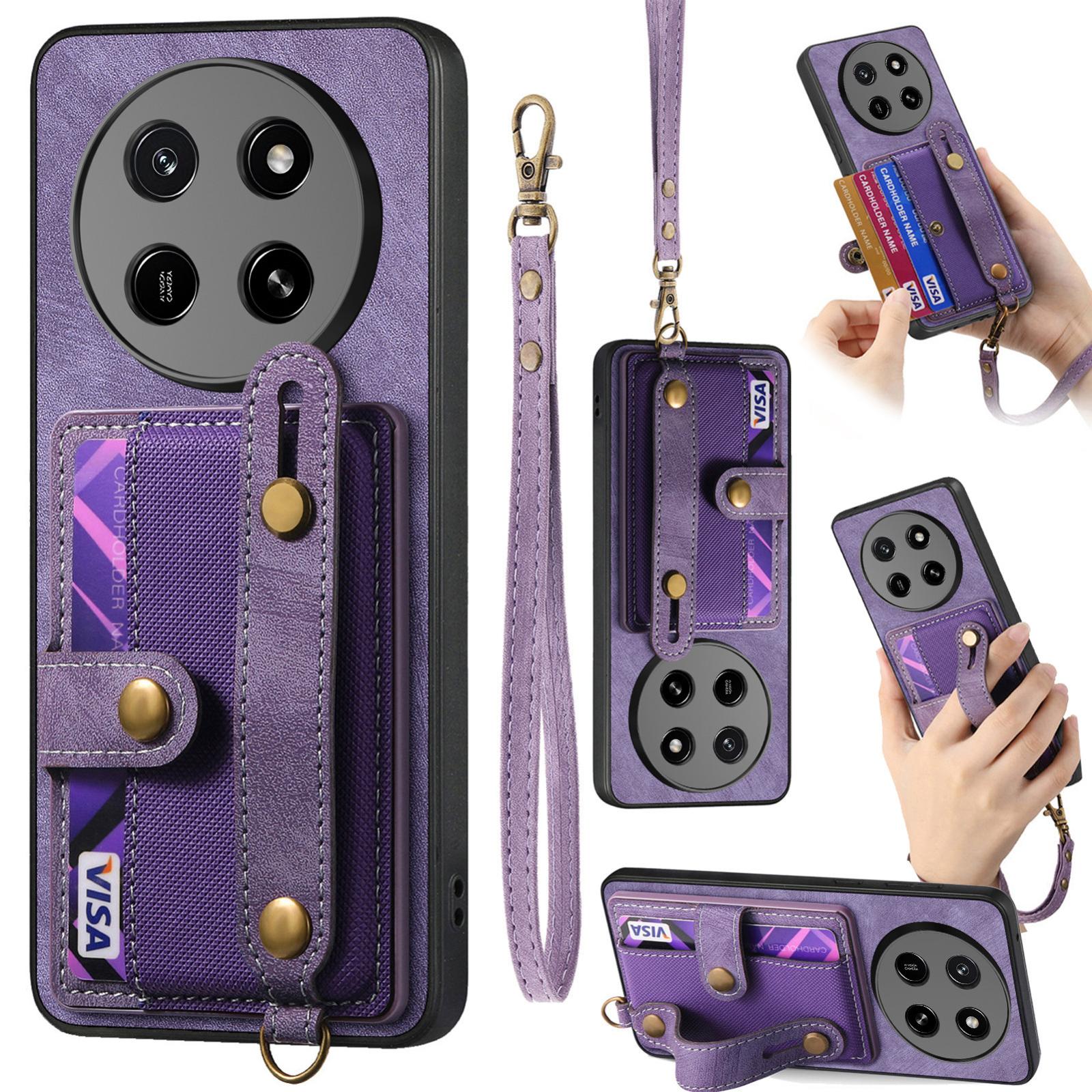 For Honor X80 Pro Max 5G Retro Cross Wristband Wallet Leather Back Phone Case(Purple) - Shopkiz.com