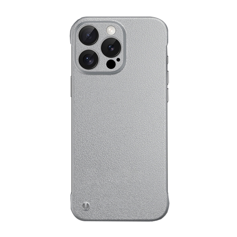 For iPhone 14 Pro Frameless Litchi Texture PC Phone Case(Titanium Silver) - Shopkiz.com