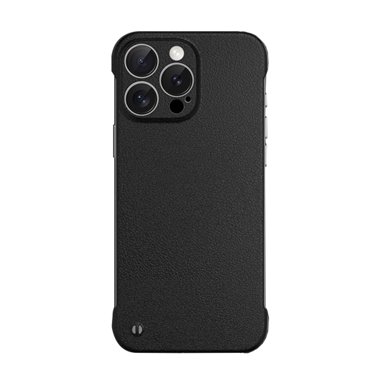 For iPhone 12 Pro Max Frameless Litchi Texture PC Phone Case(Graphite Black) - Shopkiz.com