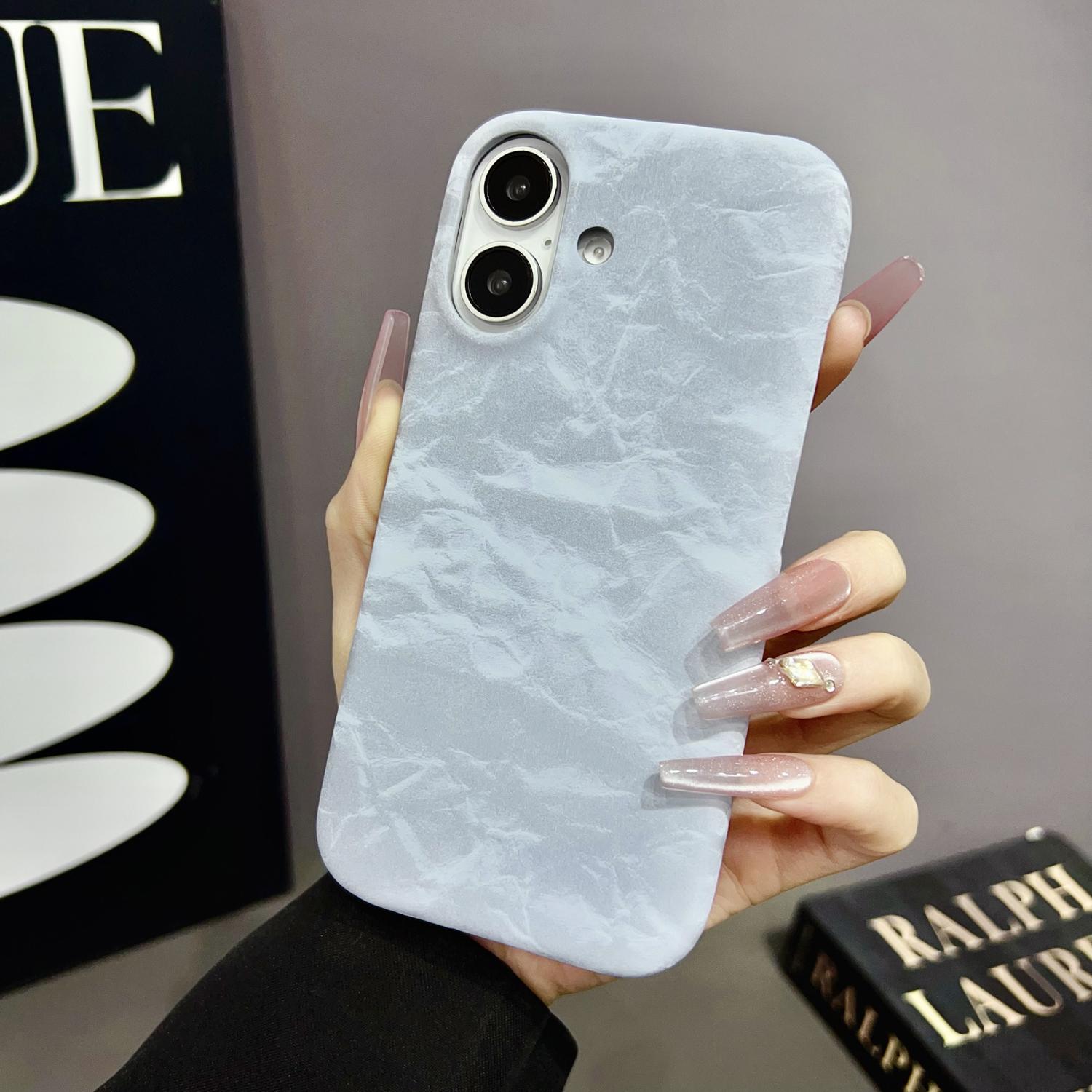 For iPhone 14 Pro Velvet Leather PC Half Coverage Phone Case(Blue) - Shopkiz.com