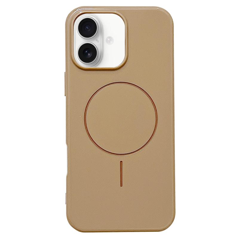 For iPhone 16 Glossy TPU Shockproof MagSafe Phone Case(Desert Gold) - Shopkiz.com
