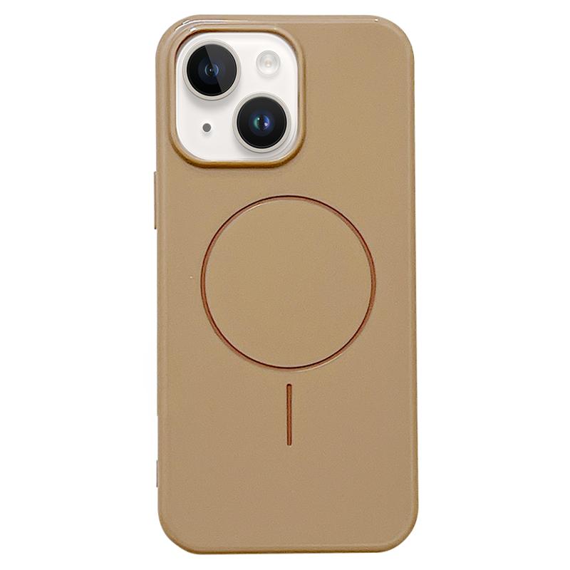 For iPhone 14 Glossy TPU Shockproof MagSafe Phone Case(Desert Gold) - Shopkiz.com