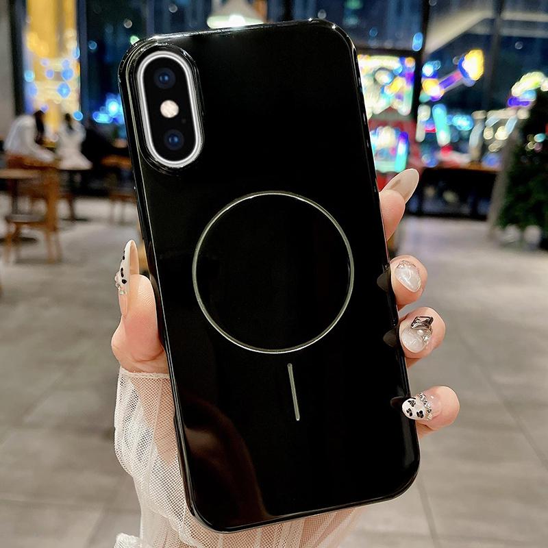 For iPhone XS Max Glossy TPU Shockproof MagSafe Phone Case(Black) - Shopkiz.com