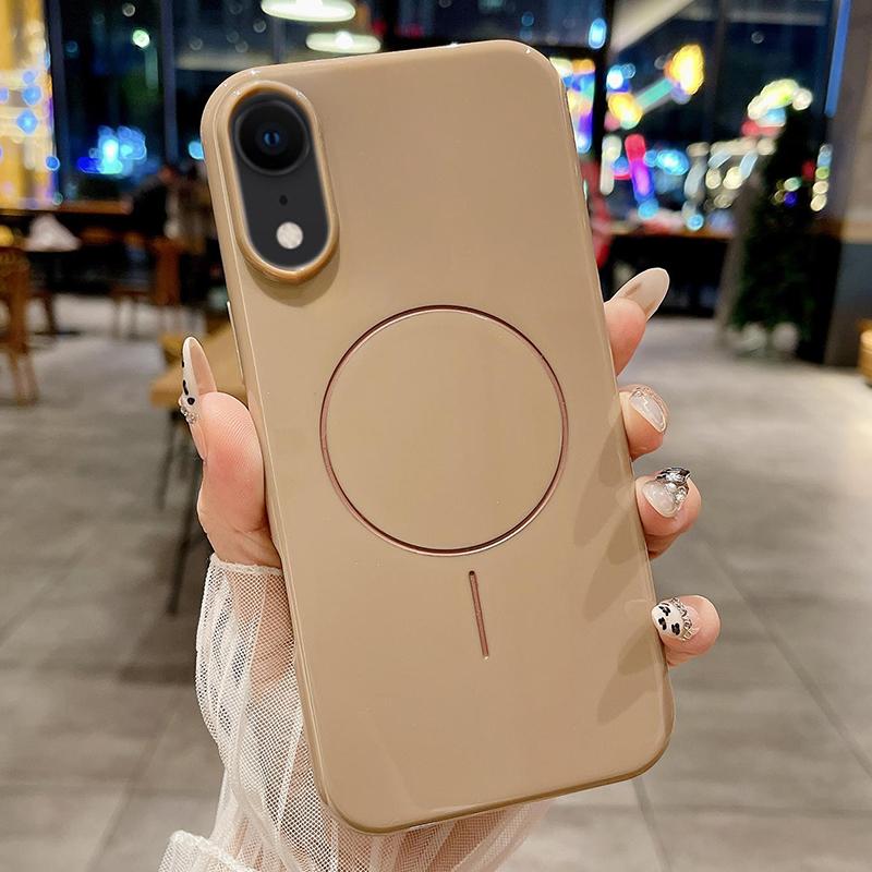 For iPhone XR Glossy TPU Shockproof MagSafe Phone Case(Desert Gold) - Shopkiz.com