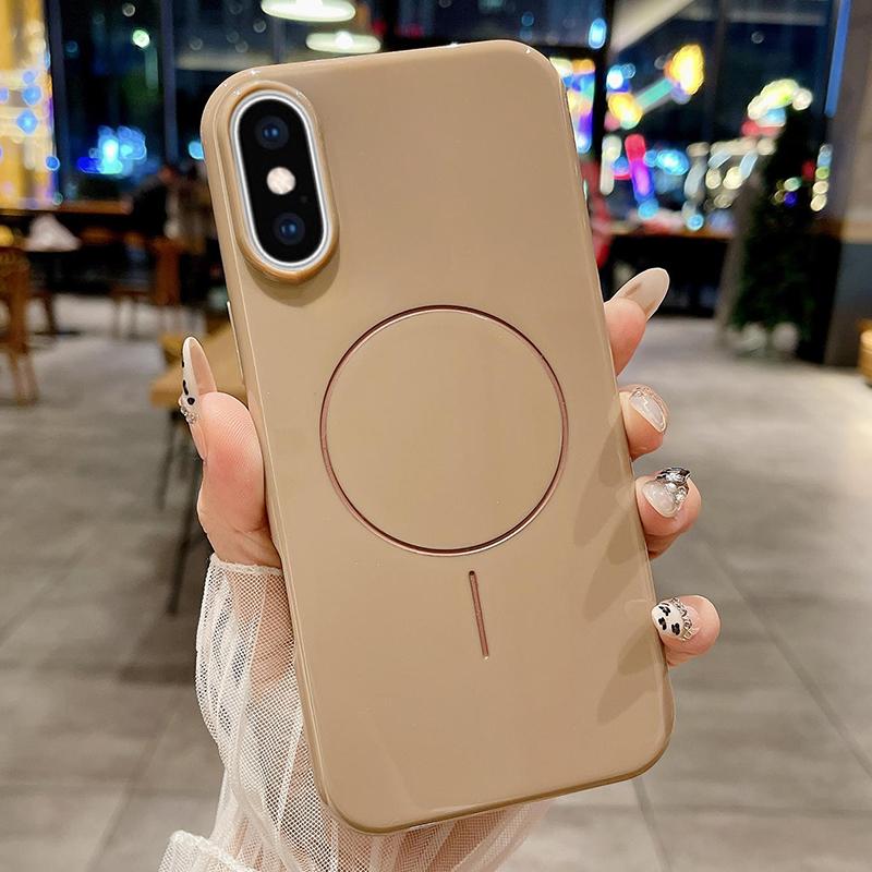 For iPhone XS Glossy TPU Shockproof MagSafe Phone Case(Desert Gold) - Shopkiz.com