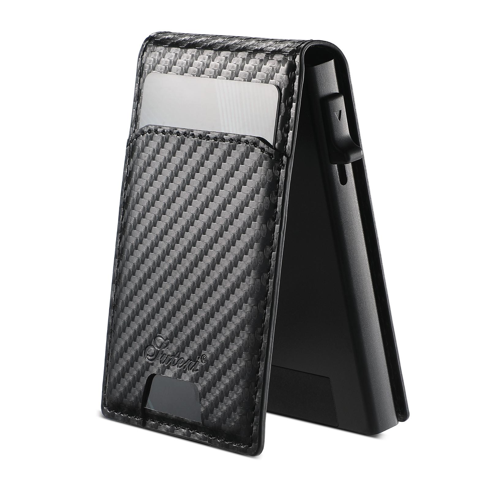 Suteni Carbon Fiber Magnetic Key Press Automatically Pop Up Card Box(Black) - Shopkiz.com