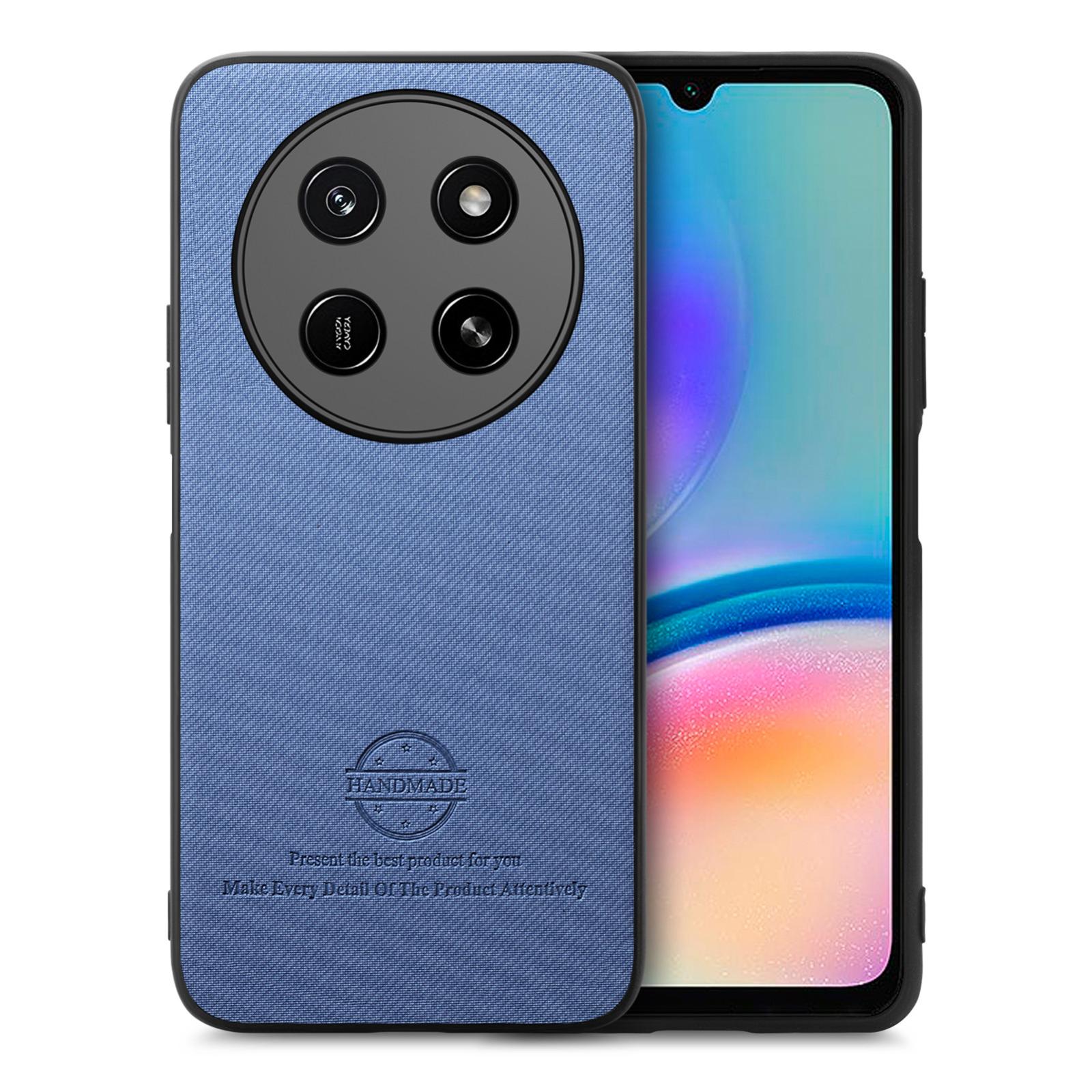 For Honor X80 Pro Max 5G Twill Fabric Leather Skin Back Phone Case(Blue) - Shopkiz.com