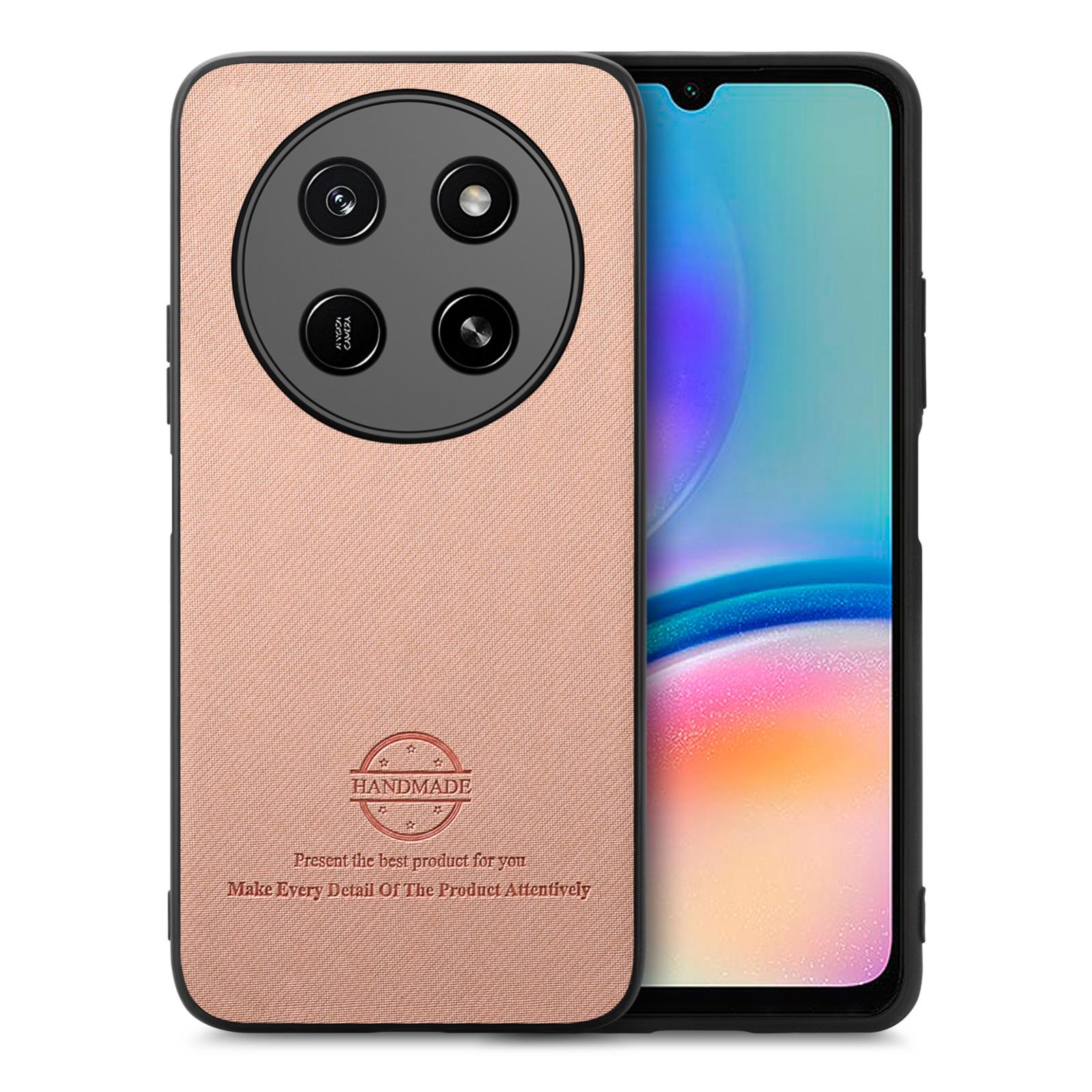 For Honor X80 Pro Max 5G Twill Fabric Leather Skin Back Phone Case(Pink) - Shopkiz.com