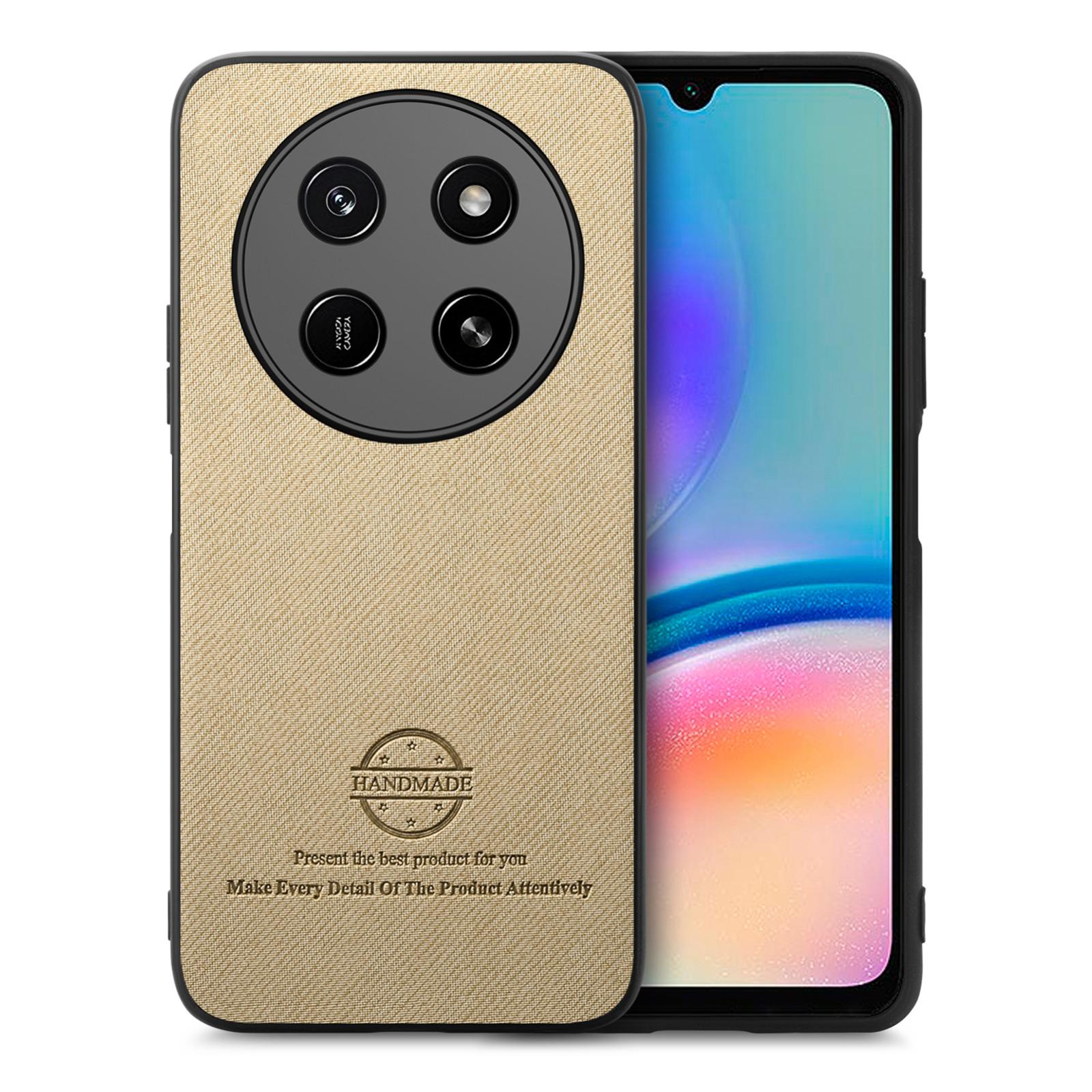 For Honor X80 Pro Max 5G Twill Fabric Leather Skin Back Phone Case(Khaki) - Shopkiz.com