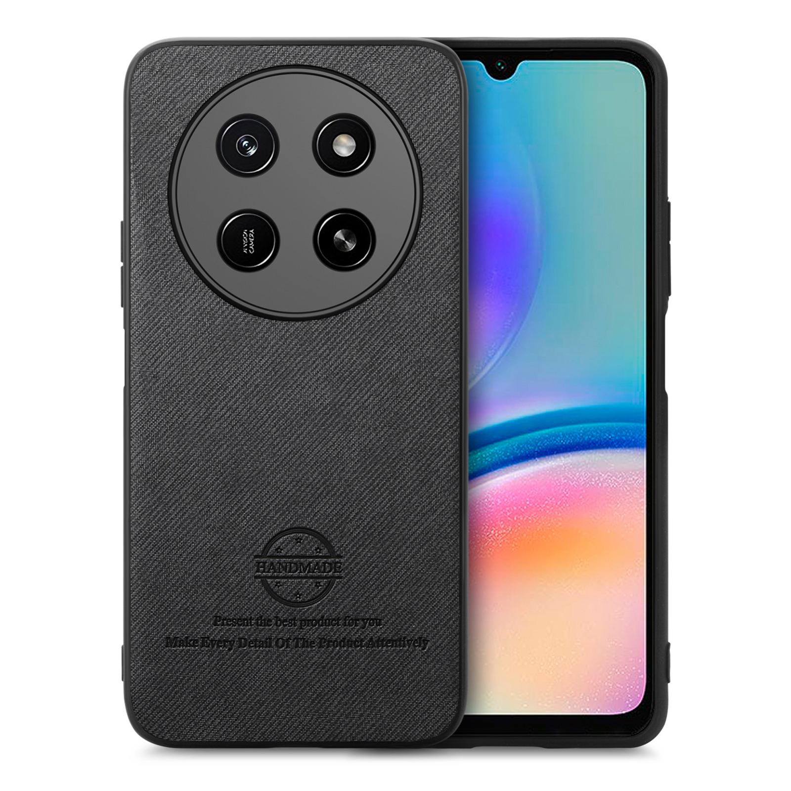 For Honor X80 Pro Max 5G Twill Fabric Leather Skin Back Phone Case(Black) - Shopkiz.com