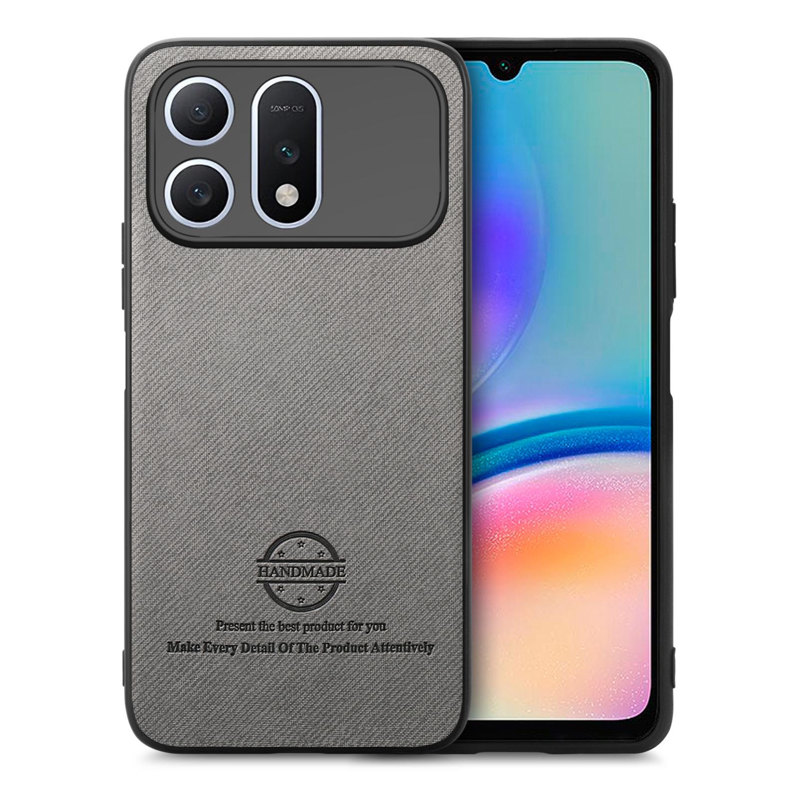 For Honor Win Turbo 5G Twill Fabric Leather Skin Back Phone Case(Gray) - Shopkiz.com