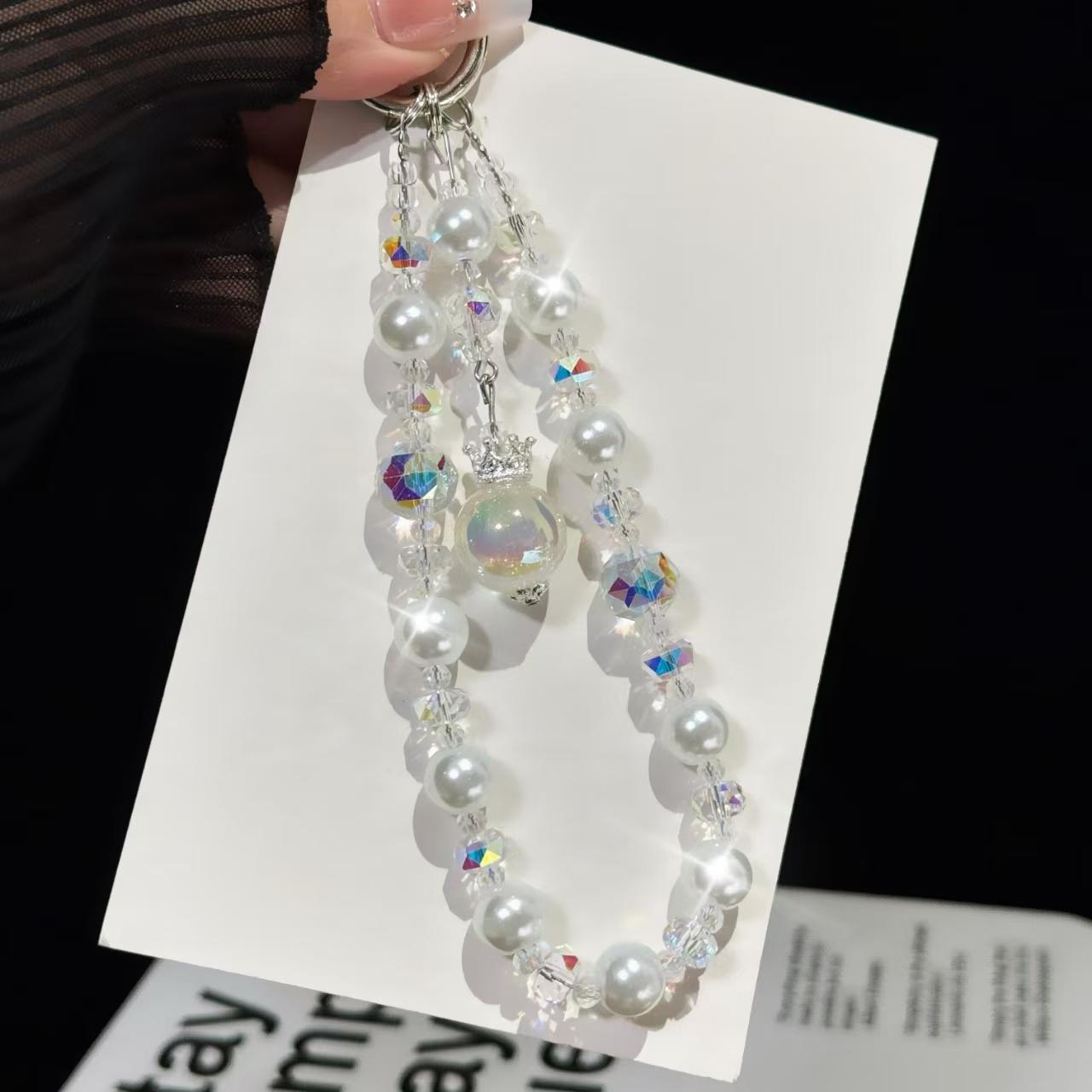 Small Crown Tassel Phone Chain(White) - Shopkiz.com