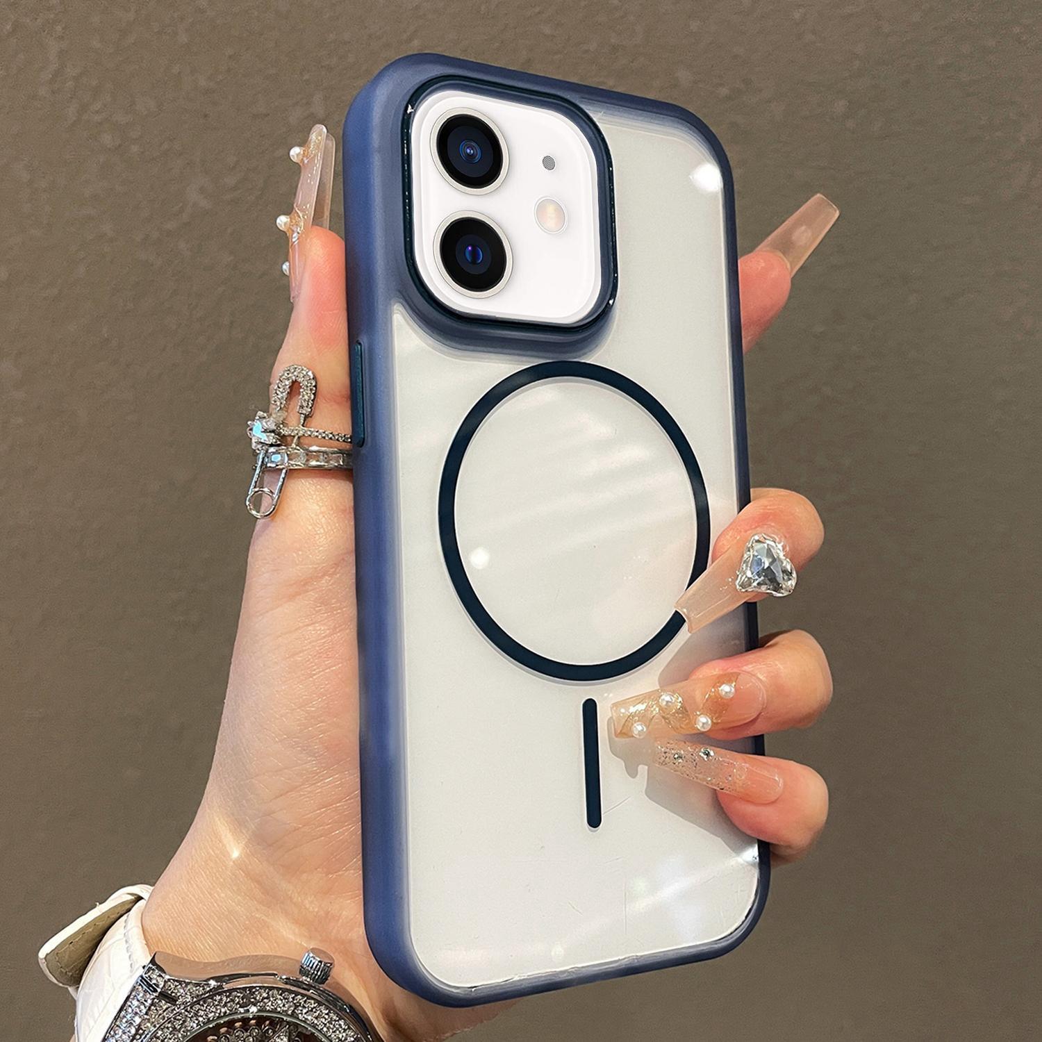 For iPhone 11 Translucent Armor MagSafe N52 Thin Circle Phone Case(Transparent Blue) - Shopkiz.com
