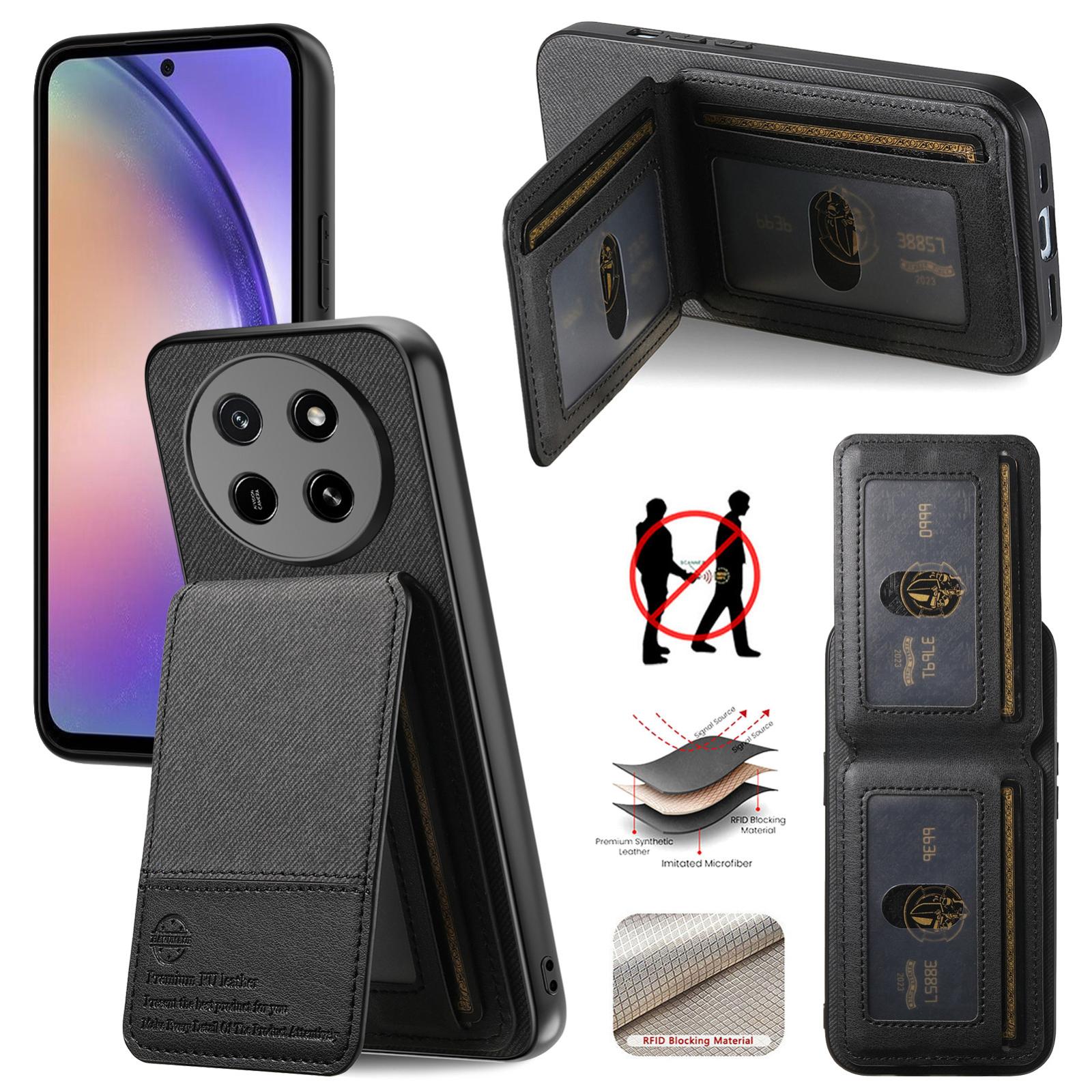 For Honor X80 Pro Max 5G Twill Fabric Leather Vertical Flip RFID Card Bag Phone Case(Black) - Shopkiz.com