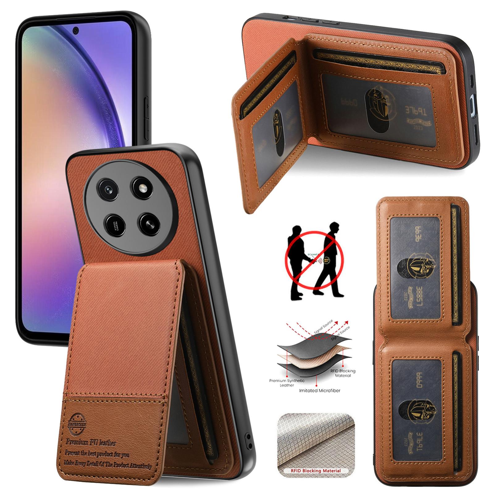For Honor X80 Pro Max 5G Twill Fabric Leather Vertical Flip RFID Card Bag Phone Case(Brown) - Shopkiz.com