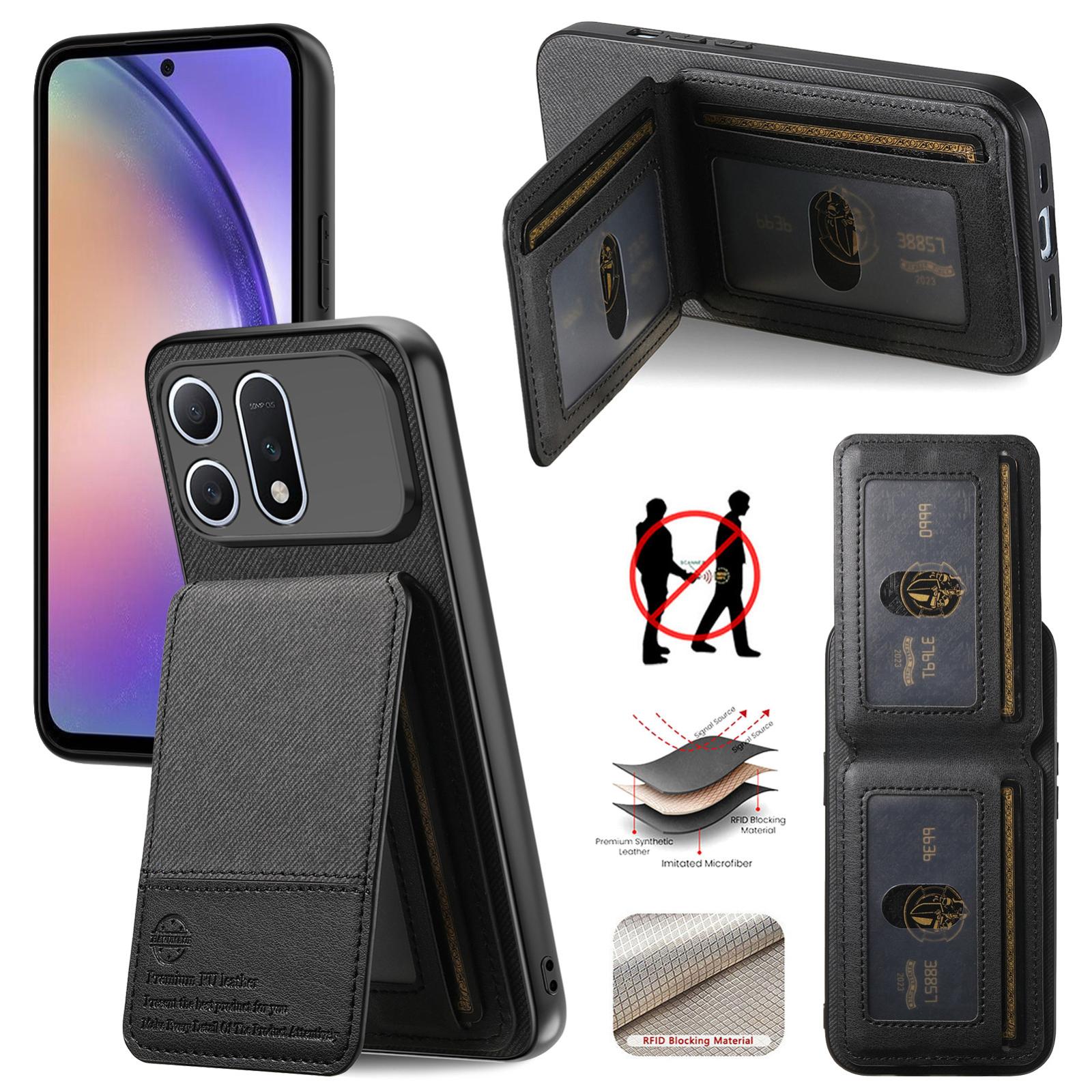 For Honor Win Turbo 5G Twill Fabric Leather Vertical Flip RFID Card Bag Phone Case(Black) - Shopkiz.com