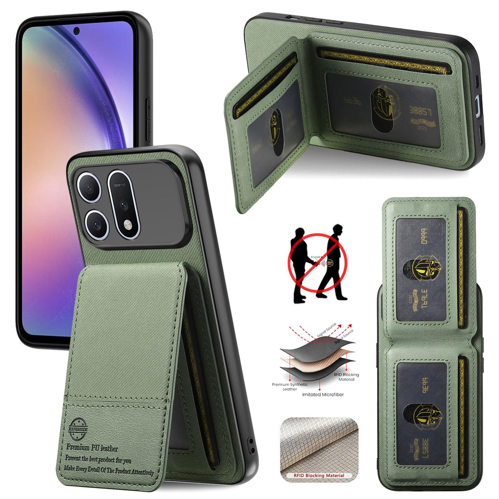 For Honor Win Turbo 5G Twill Fabric Leather Vertical Flip RFID Card Bag Phone Case(Green) - Shopkiz.com