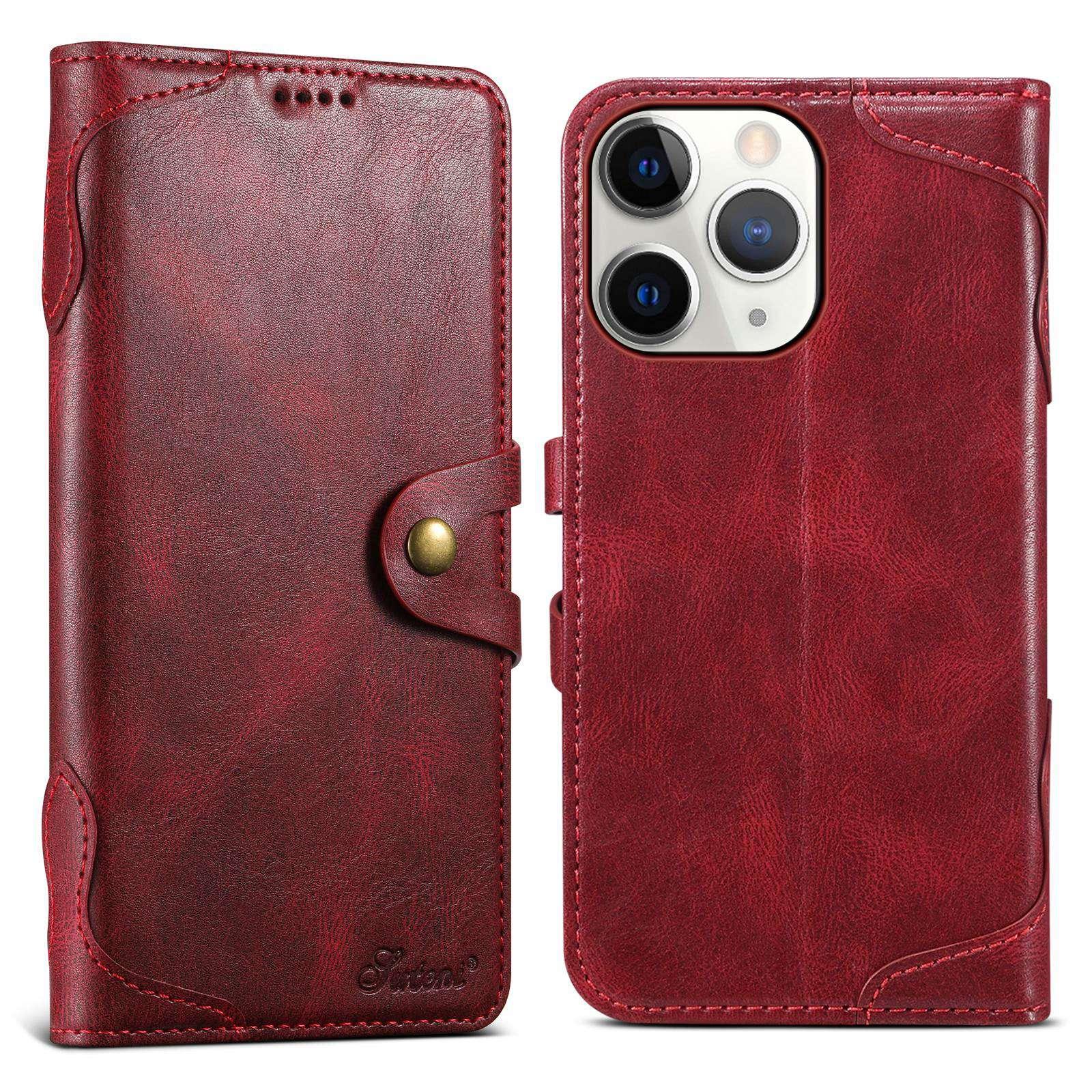 For iPhone 11 Pro Suteni Q-03 Oil Wax Magnetic Clasp Leather Phone Case(Red) - Shopkiz.com